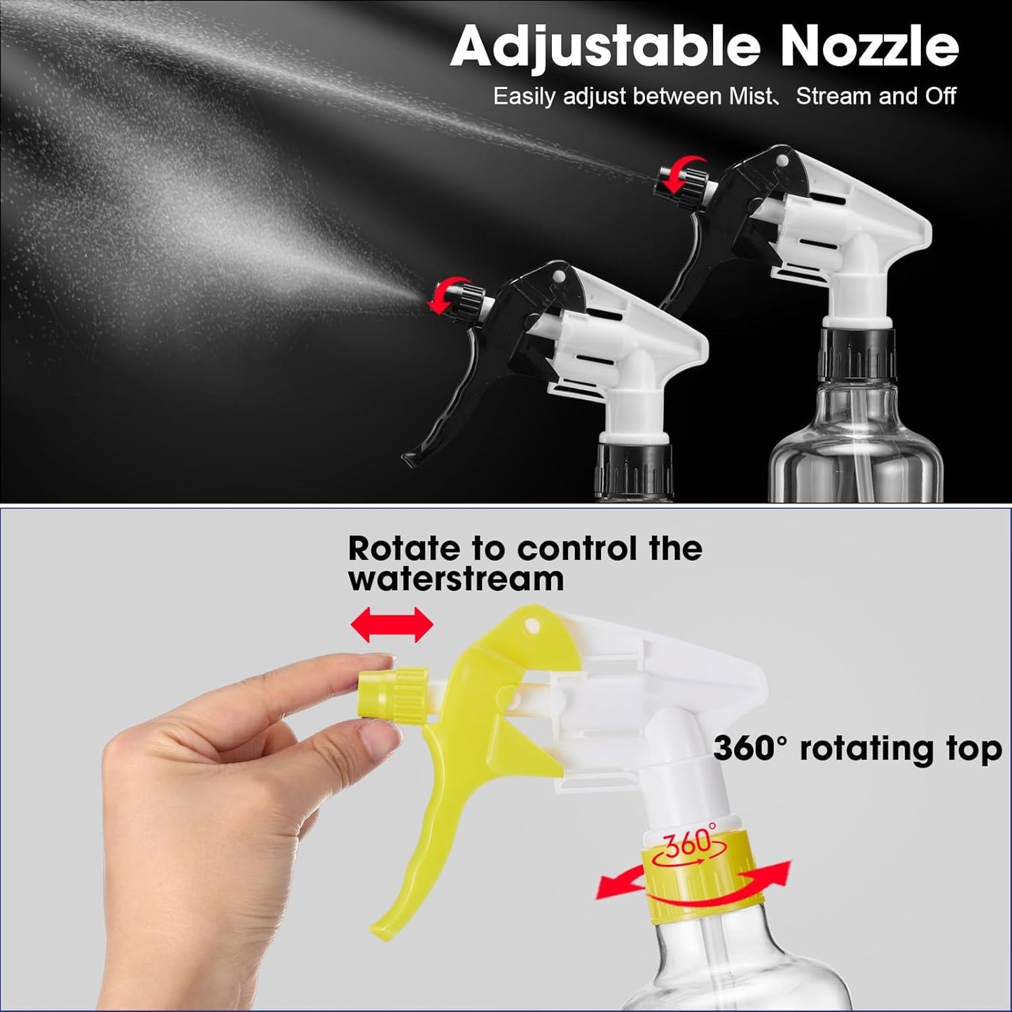 Eccliy 12 Pcs 16 Oz Plastic Spray Bottle, Adjustable Empty Reusable Sprayer for Cleaning, Planting, Water, Bathroom and Kitchen, BBQ, Commercial and Residential(Muticolored,Clear)