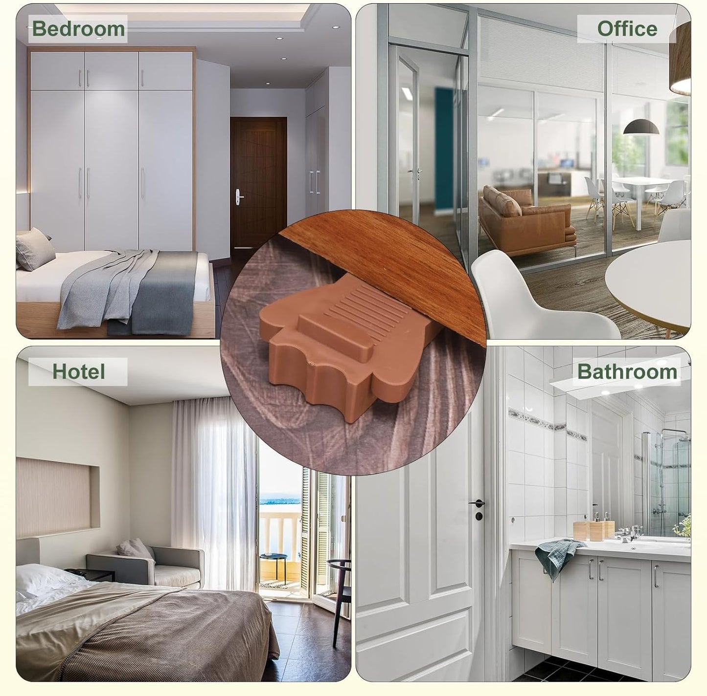 uxcell 2 Pcs Door Stoppers for Bottom of Door, Rubber Stackable Door Stopper Wedge Anti-Slip, 2.13 Inch, Black