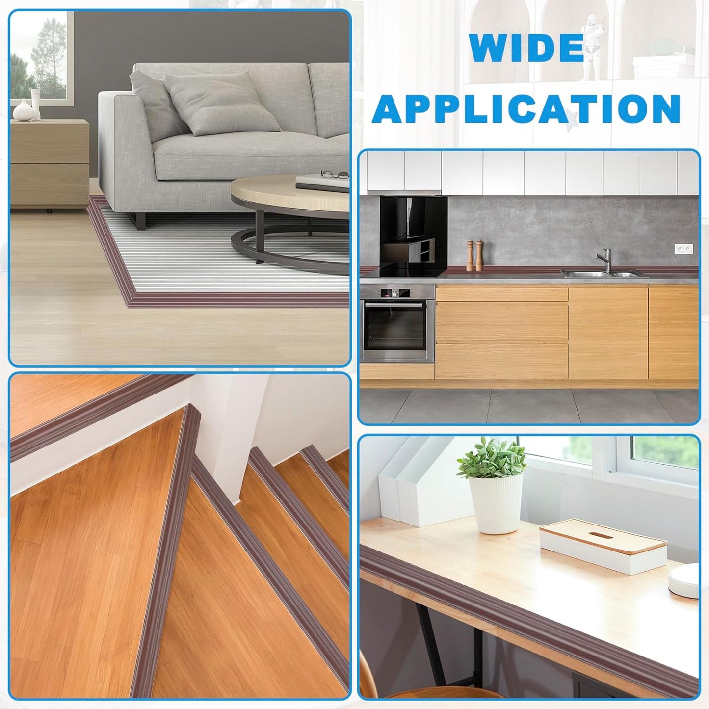 Wall Corner Protector Peel and Stick Corner Trim Molding Flexible Inside & Outside Wall Edge Guard Self Adhesive Moulding Trim for Edge Use, Brown, 2.3” W x 10’ L