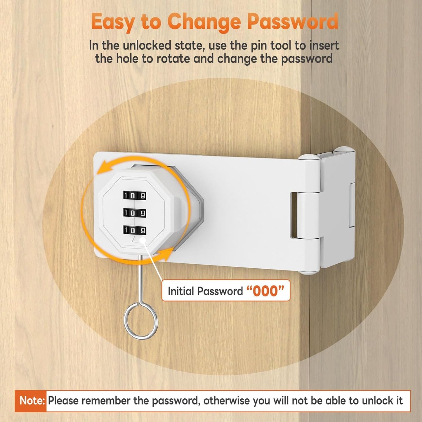 90 Degree 3-Digit Combination Cabinet Lock, Zinc Alloy Keyless Folding Hasp Lock Latch, Password Security Rotary Door Latch for Office File Cabinet, Drawer, Locker, Cupboard (2, White)