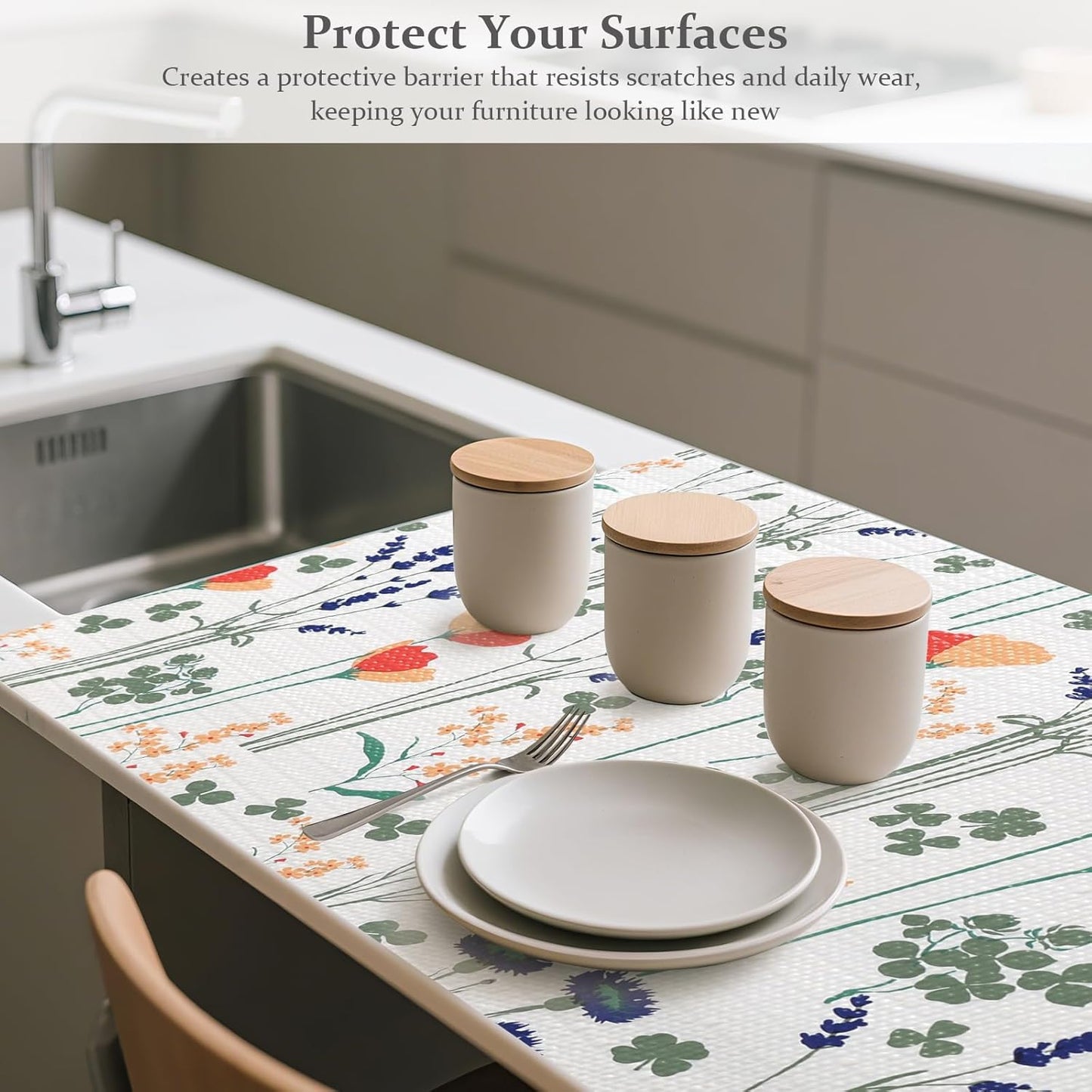 FINNEZ Shelf and Drawer Liner 12in x 20FT with Cutting Tool, Non Slip Non Adhesive Drawer Liners for Kitchen Cabinets, Waterproof Floral Cabinet Liner for Shelves, Refrigerator