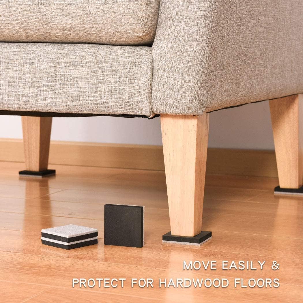 Ezprotekt 2.5" Square Felt Furniture Movers Sliders for Hardwood Floors, 24 Pcs Reusable Felt Furniture Moving Pads for Sofa Table Bed Desk Couch Cabinet - Move Items Easily and Quickly (Beige)