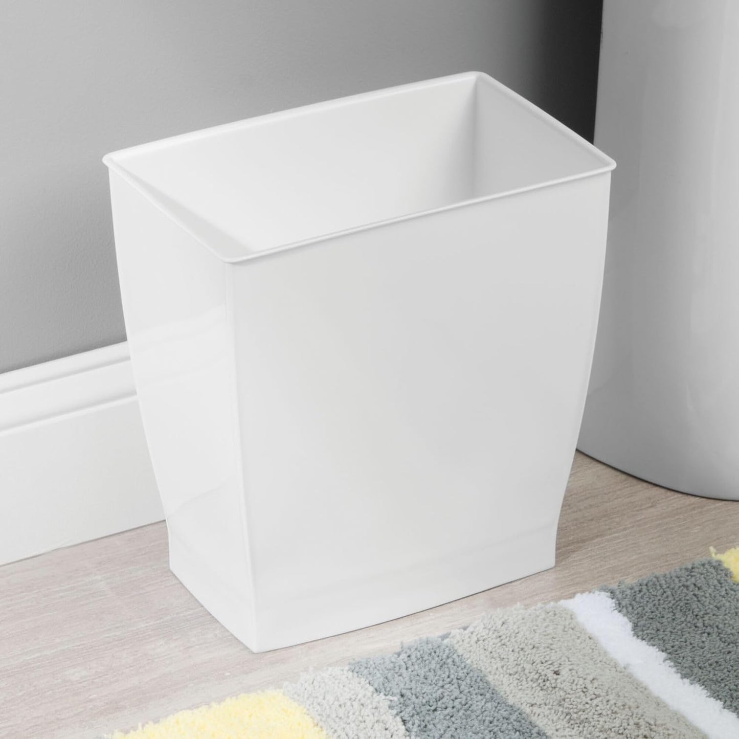 iDesign Small Rectangular Bathroom Trash Cans - Set of 4 - White
