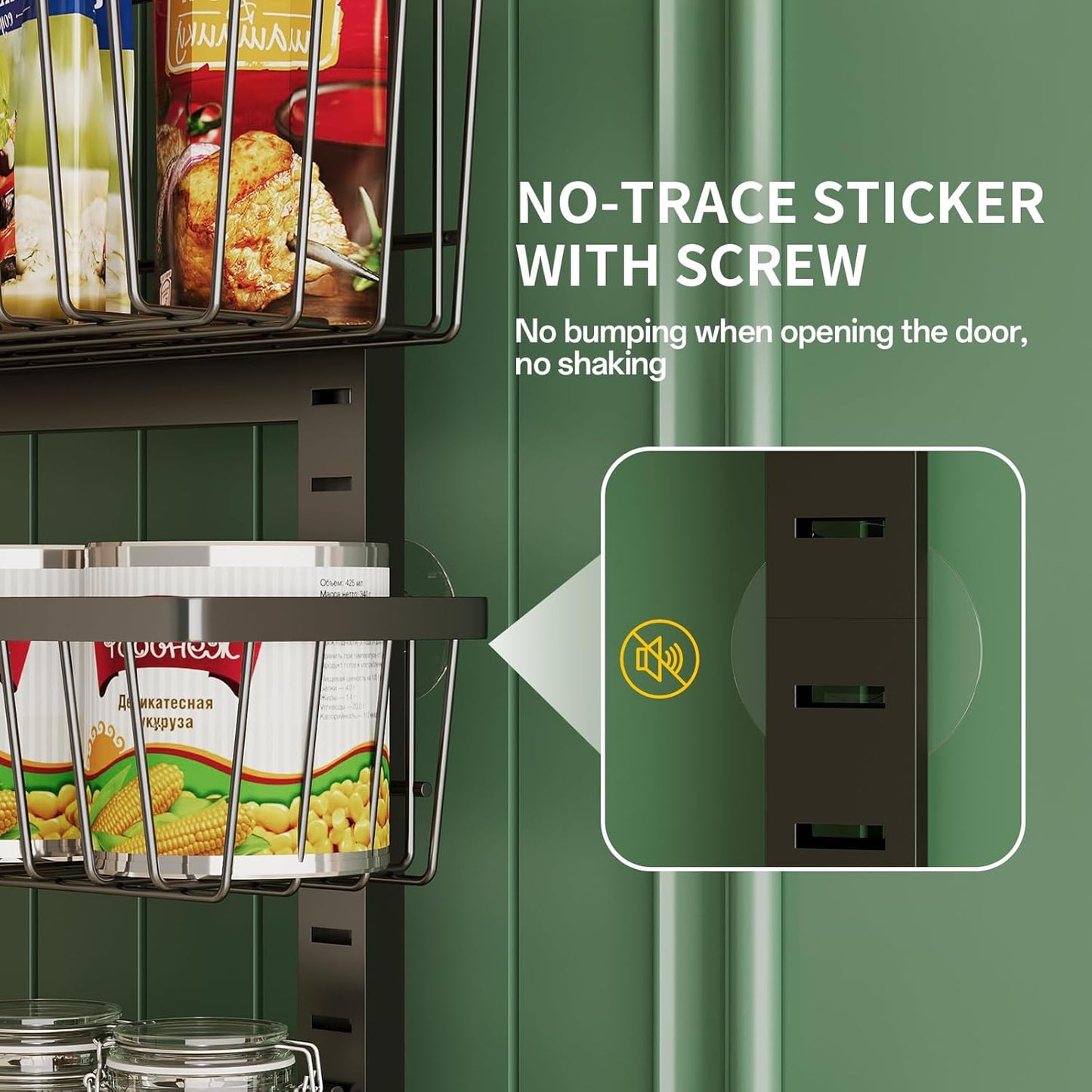 Over The Door Organizer,8-Tier Over The Door Pantry Organizer with Adjustable Baskets,Metal Hanging Pantry Organizers and Storage for Kitchen, Back of Door Seasoning Rack (Black)