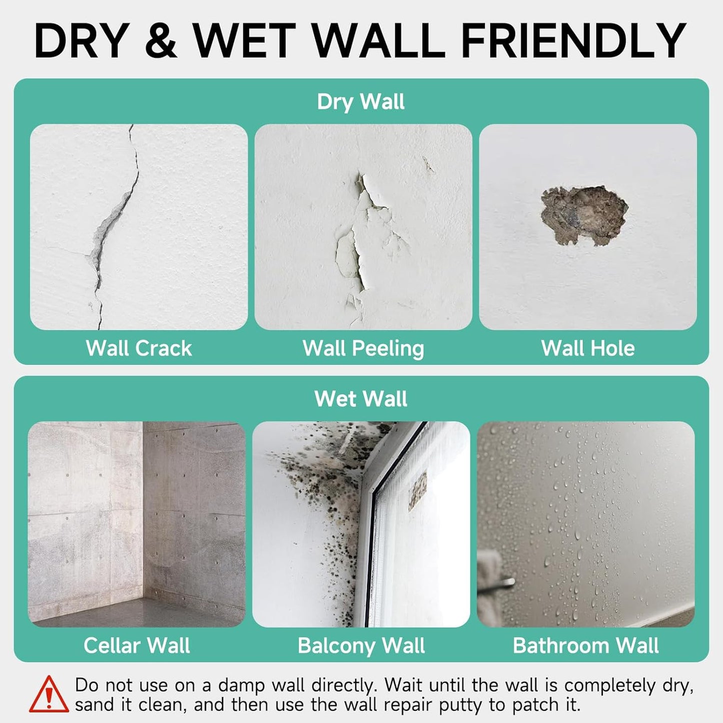 Drywall Repair Kit - 32 OZ Wall Spackle Paste with Self Adhesive Metal Patch, Dryall Repair Patch Kits, White Wall Putty Hole Filler, Quick and Easy Solution for Holes, Cracks and Gaps