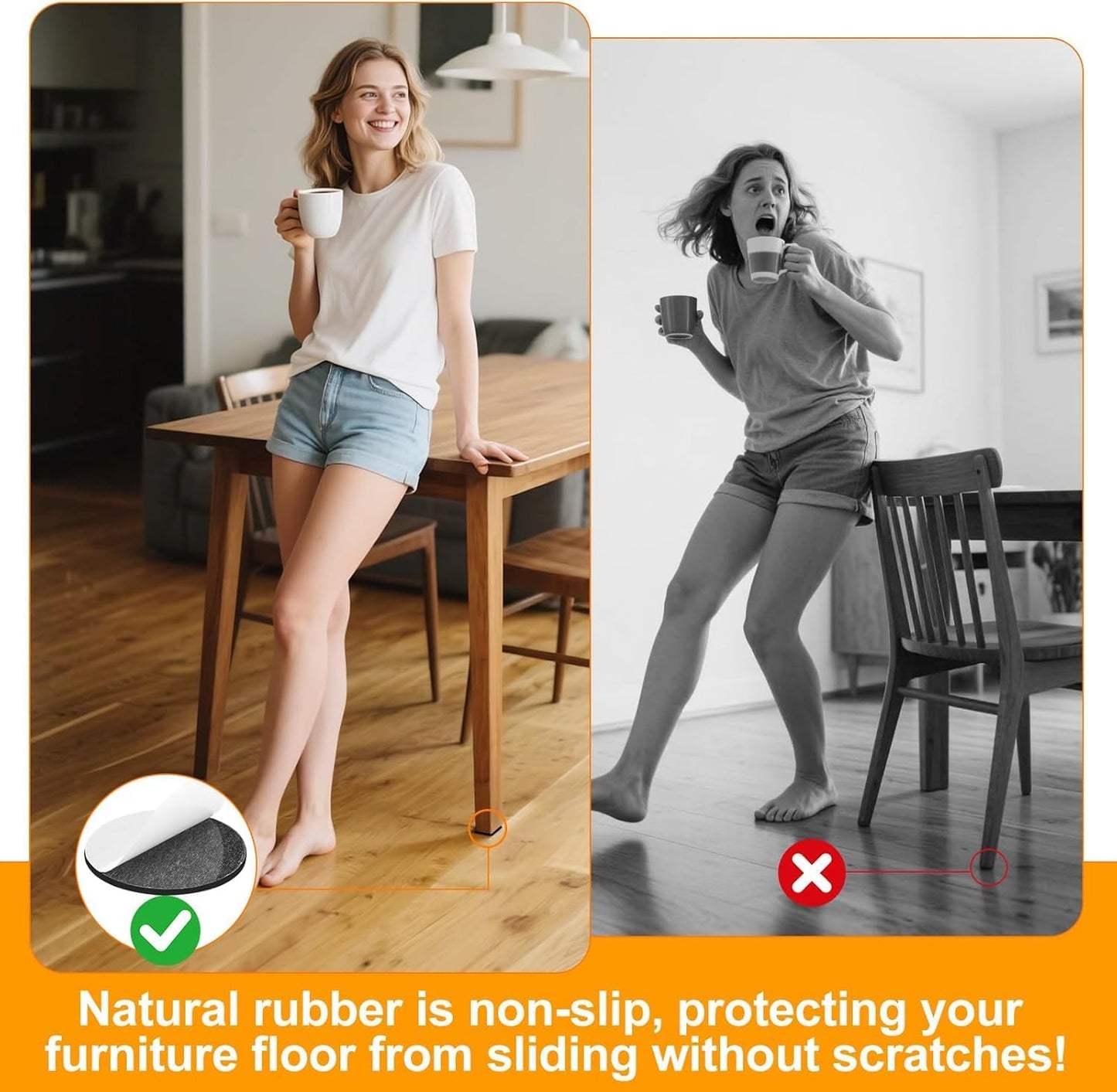 CHUNZEXI Non Slip Furniture Pads - 24 Premium Furniture Grippers Self Adhesive Rubber Furniture Feet, Anti Slide Furniture Hardwood Floor Protector for Keep Couch Stoppers (1 inch Round)