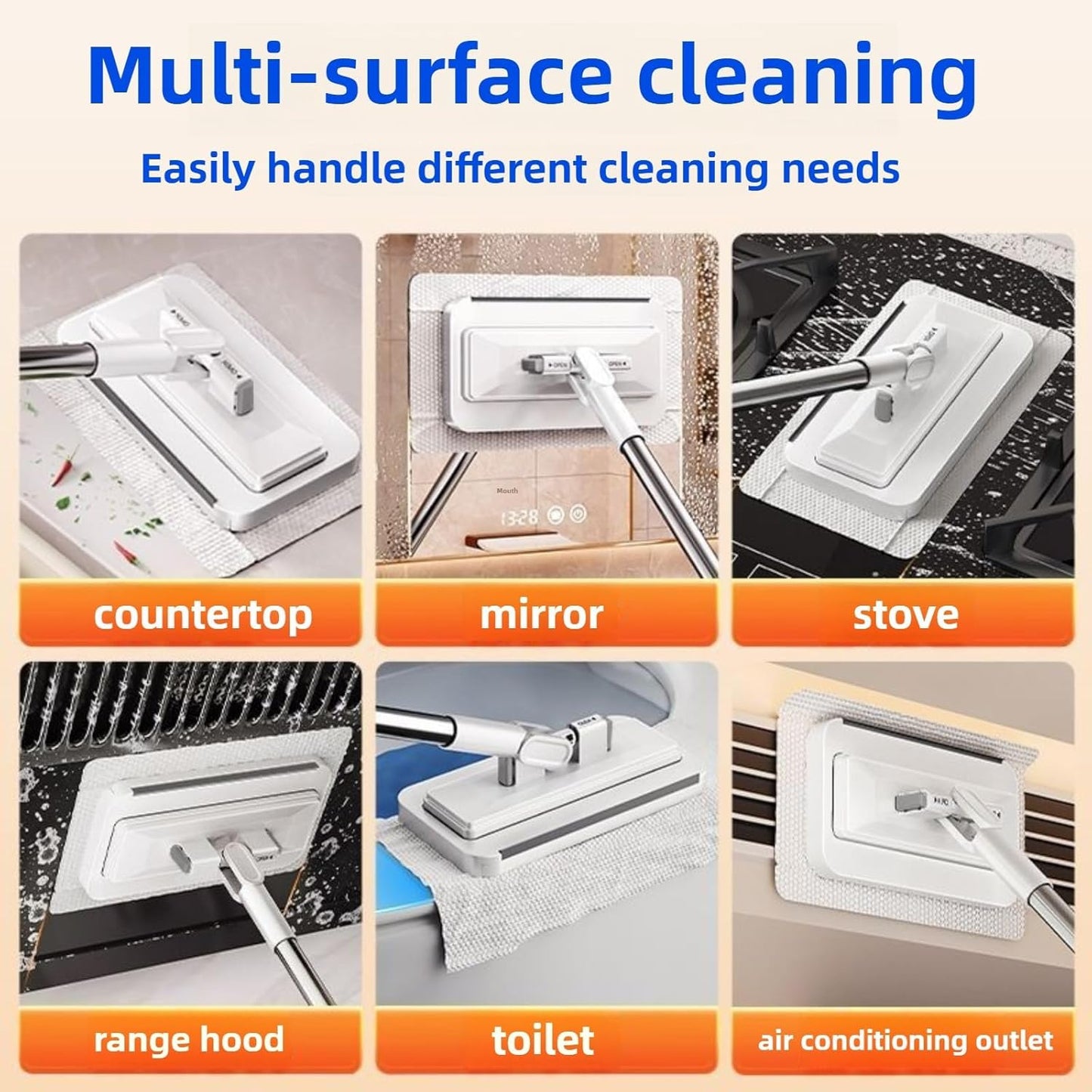 2025 New Mini Disposable Dust Mop with 20 Dry Wet Disposable Pads No-Touch Dirty Cleaning Dust Mop , Multi Surface Floor Mopping and Sweeping for House Wall Bathroom Corners