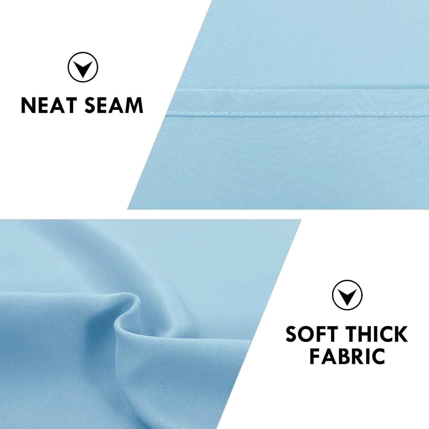 DWCN Light Blue Room Darkening Blackout Curtains - Thermal Insulated Privacy Energy Saving Window Curtain Drapes 52 x 54 inch Length, Set of 2 Bedroom Living Room Curtains