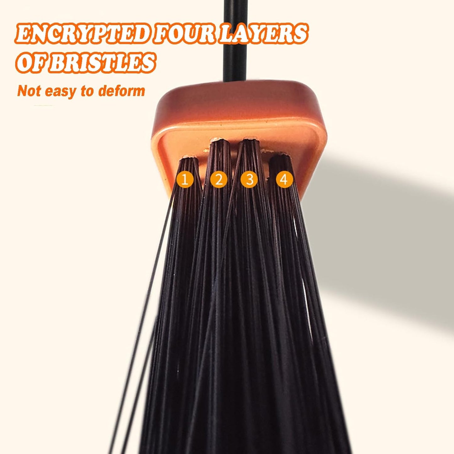 Heavy-Duty Adjustable Angle Broom with 56" Steel Handle - Ideal for Home, Garage, Kitchen, Bathroom, Office, and Outdoor Use - Durable & Efficient Cleaning Tool for Hard Floors (Orange)