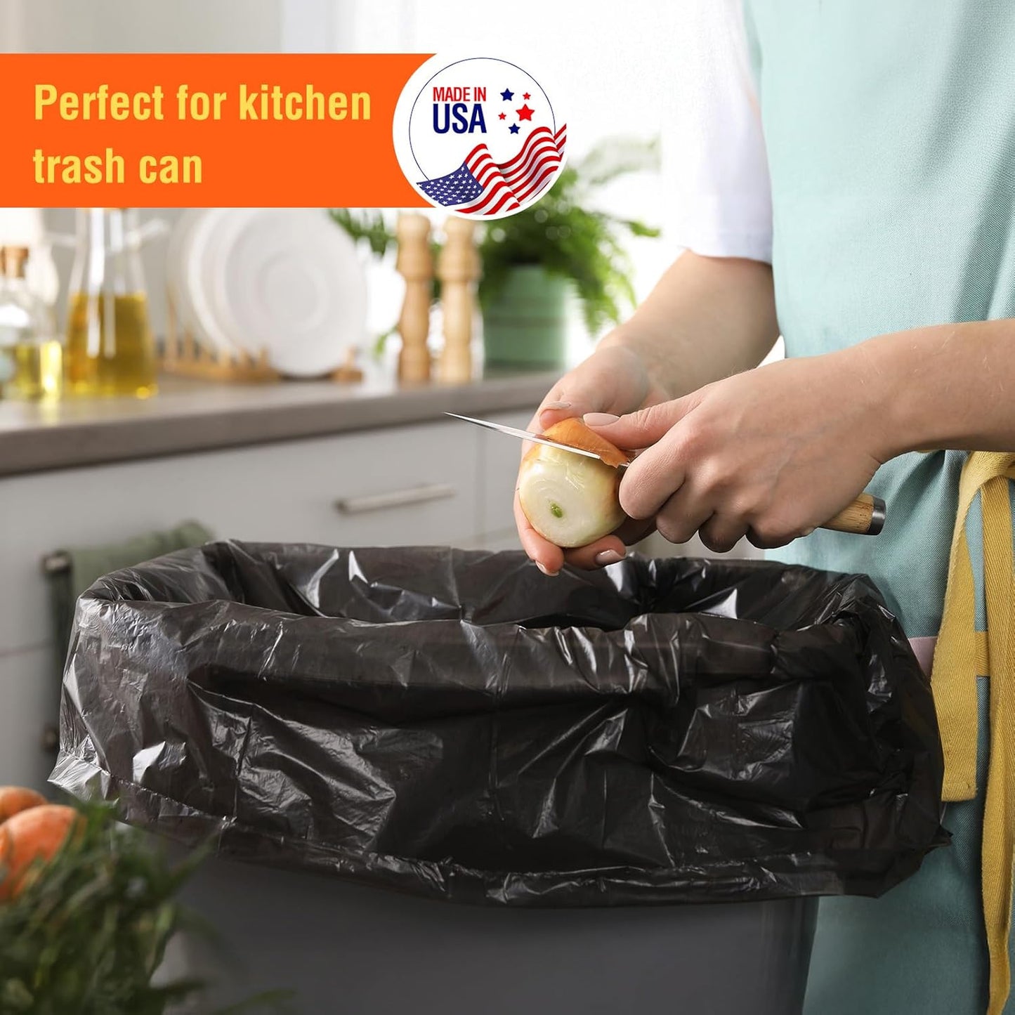 Delxo 30-33 Gallon Black Trash Bags, 250 Count – Medium Duty Garbage Bags, Thick, Durable & Puncture-Resistant Plastic Bolsas para basura, Perforated Design– Made in USA for Kitchen, Yard, Office