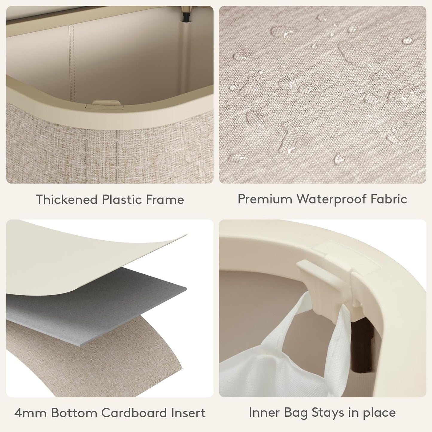 Lifewit 75L Slim Laundry Basket with Lid, Narrow Large Laundry Hamper with Plastic Handles and Removable Bag, Tall Foldable Dirty Clothes Hampers for Laundry Room, Bedroom, Bathroom, Dorm, Beige