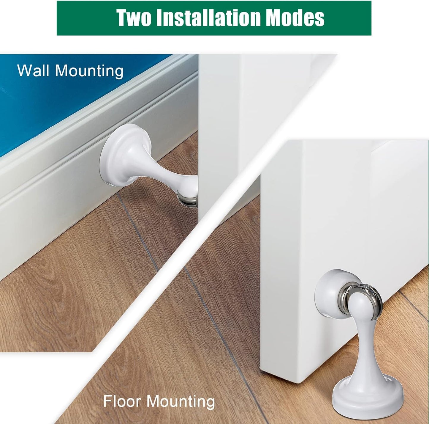 8 Pcs Magnetic Door Stoppers Stainless Steel Door Stops Magnetic Catch Holder with Screws for Wall Floor Mounted Wall Protector Hold (White)