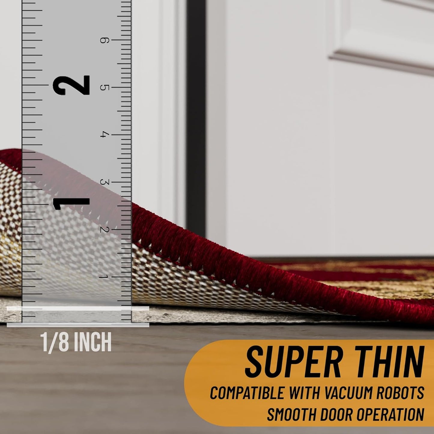 Ottomanson 7' x 7'8" Non-Slip Rug Pad Gripper 1/12 Inch Ultra Thin Dual Surface Felt + Rubber Gripper - Safe for All Floors, Cream