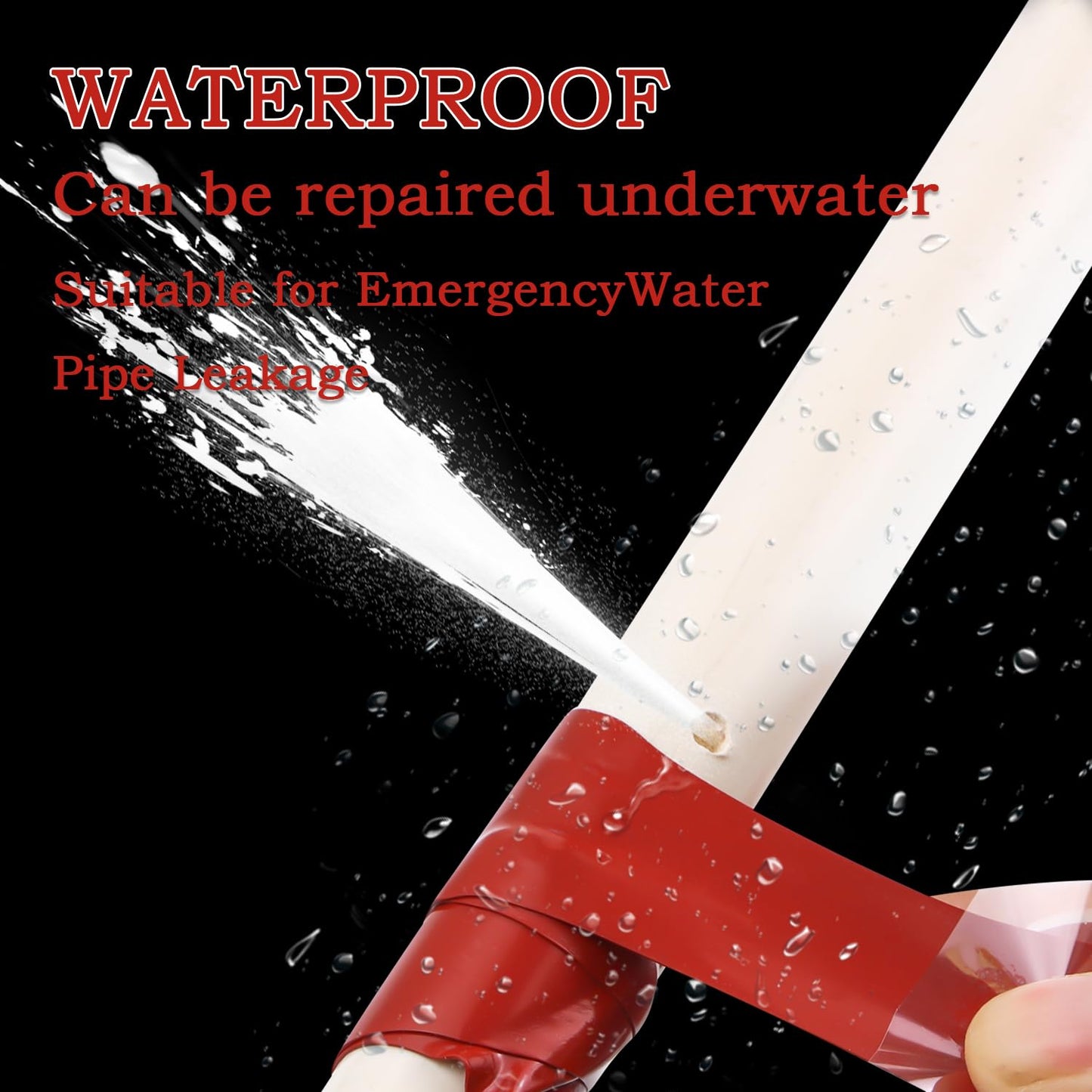 Self Fusing Silicone Tape 2 Rolls 1 in x 5' Red Waterproof Rubber Leak Proof Sealing Rubber Self-amalgamating Tape for Emergency Hot and Cold Water Pipe Repairs and Tool Fixation