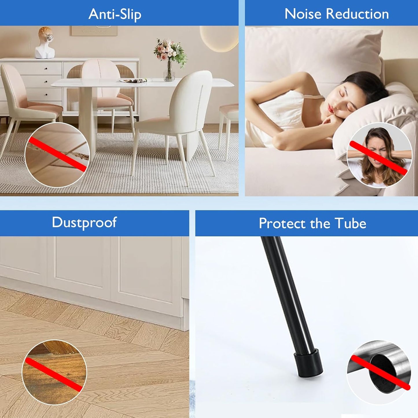 4 Pcs 3" Round Rubber Chair Leg Caps, PVC Table Leg Covers, Flexible & Anti-Slip Furniture Leg End Caps, Chair Leg Floor Protectors for Bar Stool Leg Patio Indoor, Black