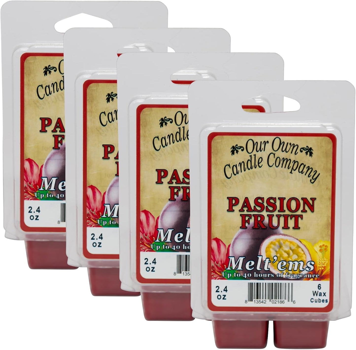 Our Own Candle Company Premium Wax Melt, Passion Fruit Scent, Handmade in The USA, 24 Cubes (4 Pack, 9.6oz Total)