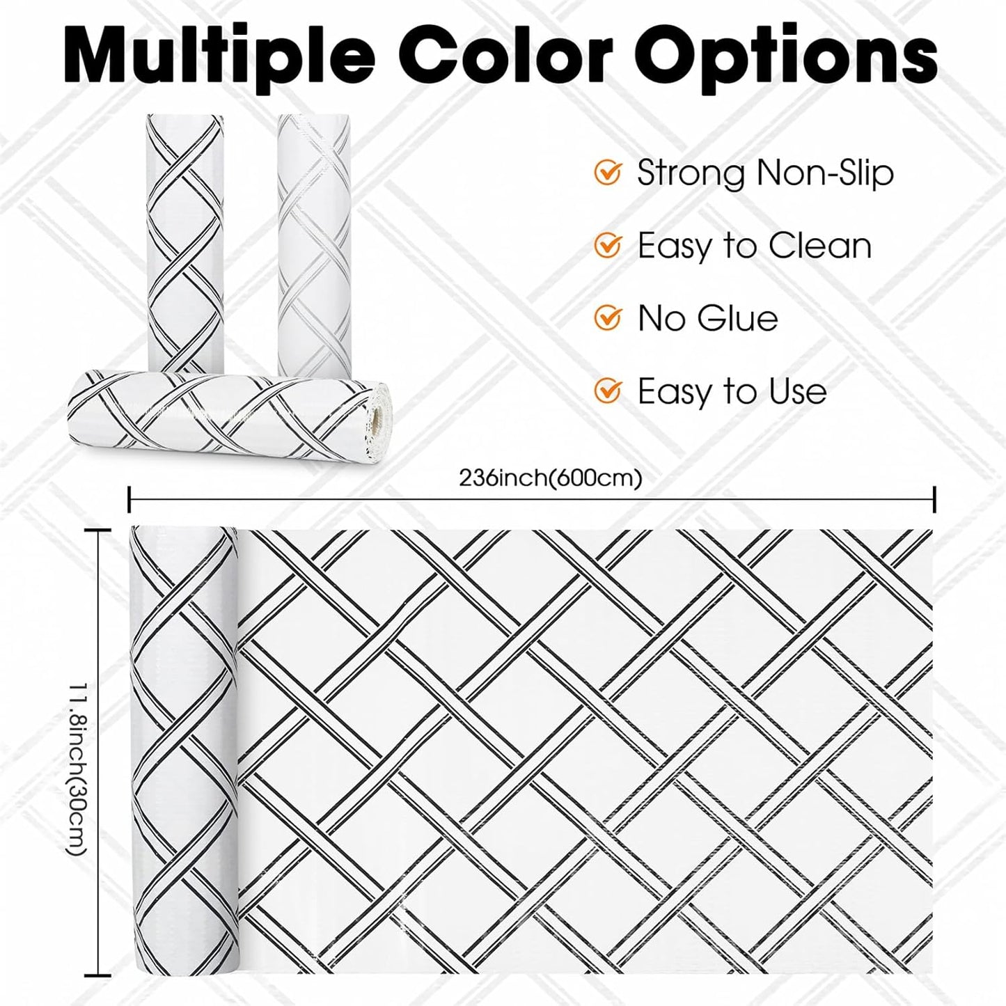 Drawer and Shelf Liners for Kitchen Cabinets Non-Adhesive Cabinet Liners Strong Grip Non Slip Waterproof Contact Paper for Cabinets and Drawers Shelves Cupboard,Geometric,12IN X 20FT