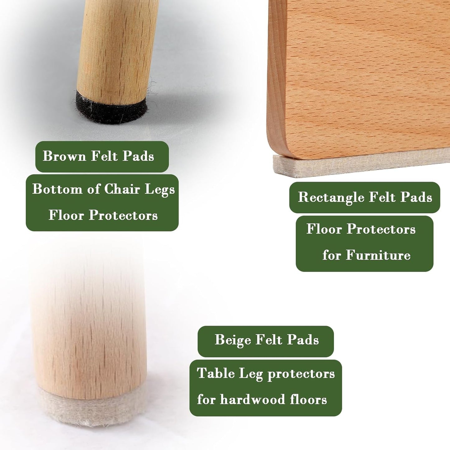 Fursafe&Q Felt Furniture Pads, Furniture Felt Pads for Hardwood Floors -Self Adhesive Chair Leg Floor Protectors, Protect Your Floors from Nicks, Bumps and Scratch, 215 Pcs Brown Beige Chair Feet