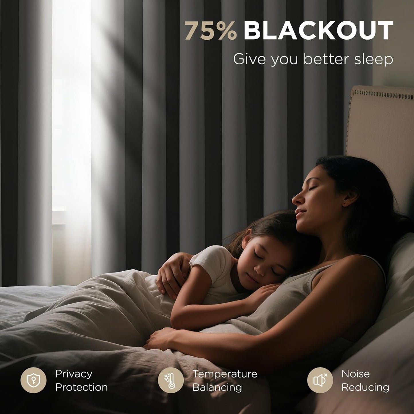 Joydeco Blackout Patio Sliding Door Curtains 84 Inches Long, Grommet Privacy Room Divider Curtains, Extra Wide Thermal Blackout Drapes for Bedroom Living Room (Light Grey, 70Wx84L, 1 Panel)