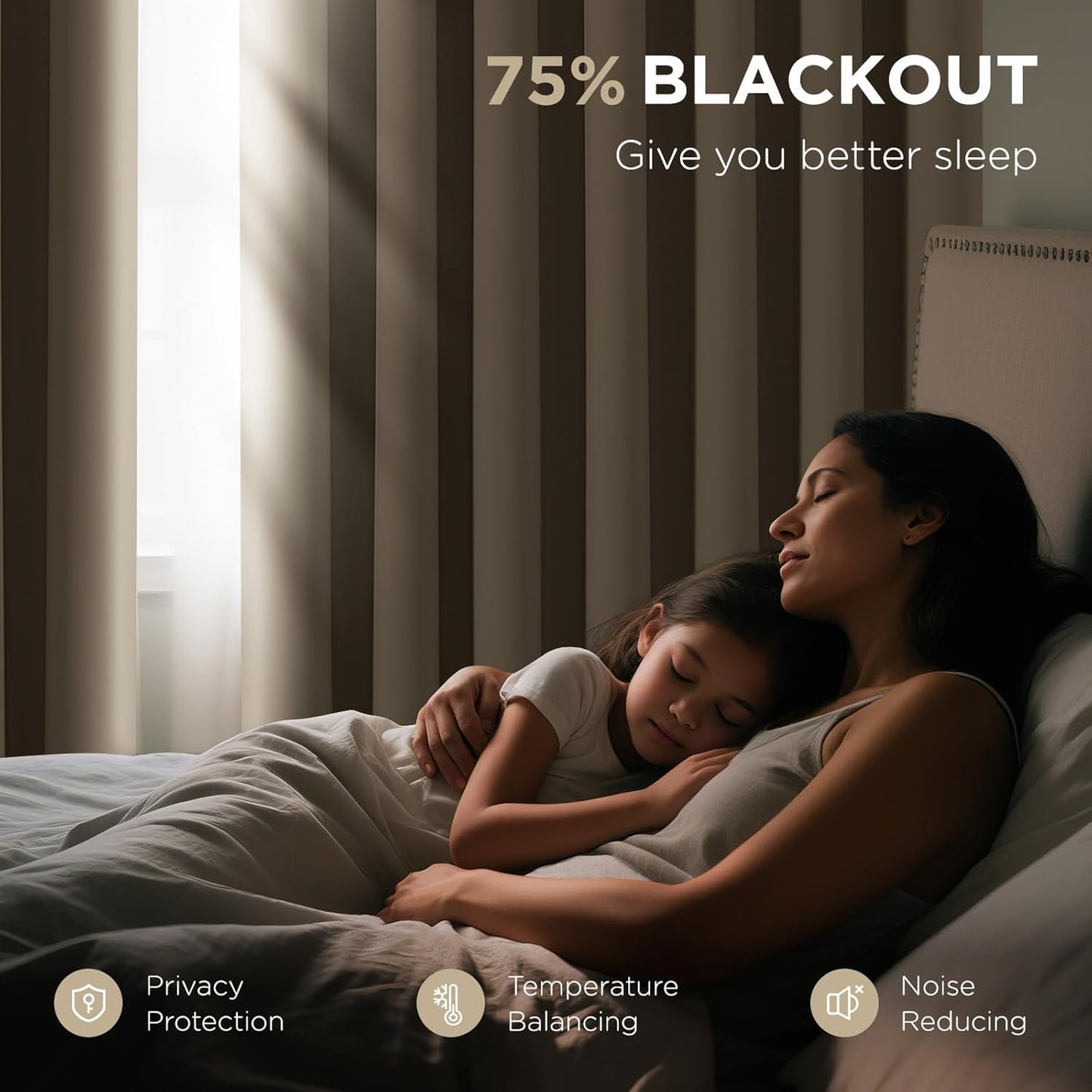 Joydeco Blackout Patio Sliding Door Curtains 96 Inches Long, Grommet Privacy Room Divider Curtains, Extra Wide Thermal Blackout Drapes for Bedroom Living Room (Light Beige, 100Wx96L, 1 Panel)