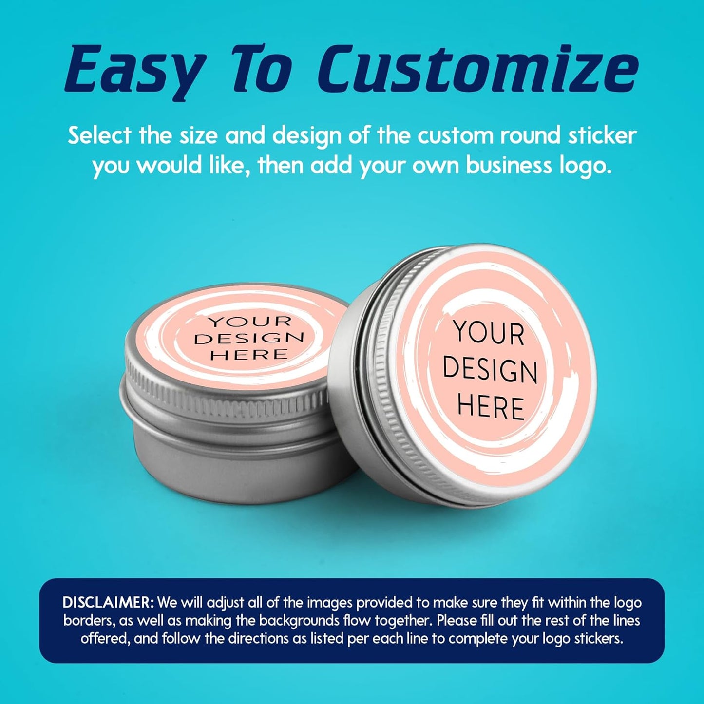 100 Custom Vinyl Stickers - Upload Your own Image, Text, Design, Logo - Personalized Logo Labels for Handmade, Packaging, Bottle, Jars, Candle, Brand Stickers (Peach, 6x6)