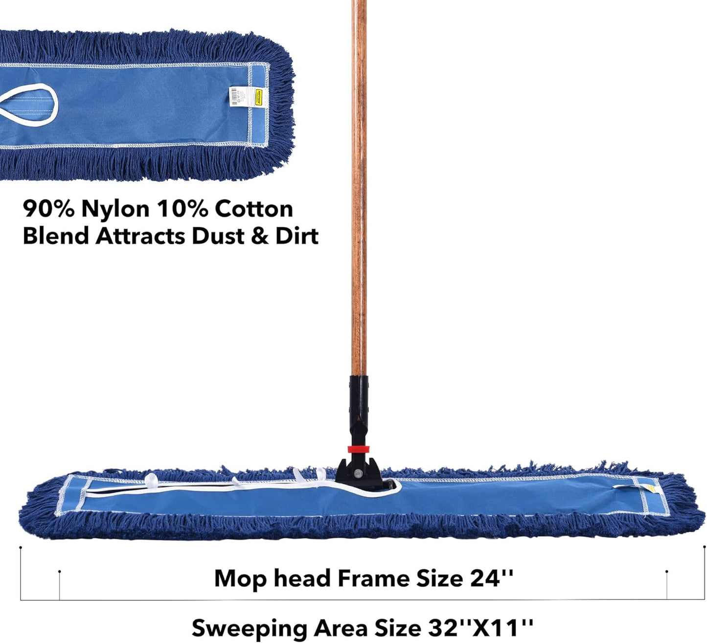 Matthew Cleaning 24'' Industrial Strength Cotton Dust Mop Refill Washable Replacement Heads for Residential & Commercial Use Fit Standard Dust Mop Frames, Hardwood, Laminate, Concrete Floors 3 Pack
