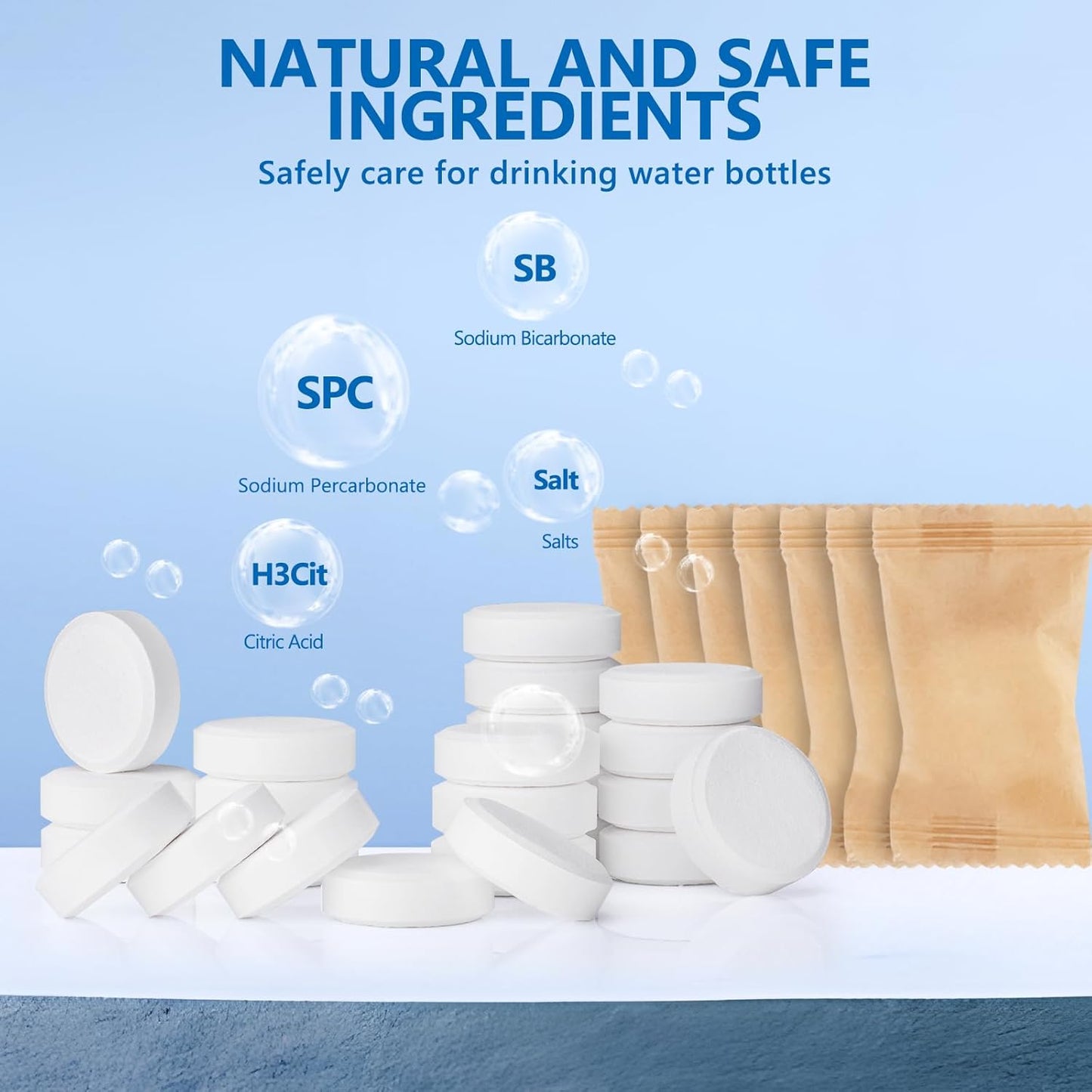 96Pack Water Bottle Cleaning Tablets, Bottle Bright Clean Stainless Steel, Thermos, Tumbler, Insulated and Reusable Water Bottles,Removes Stubborn Stains and Odors