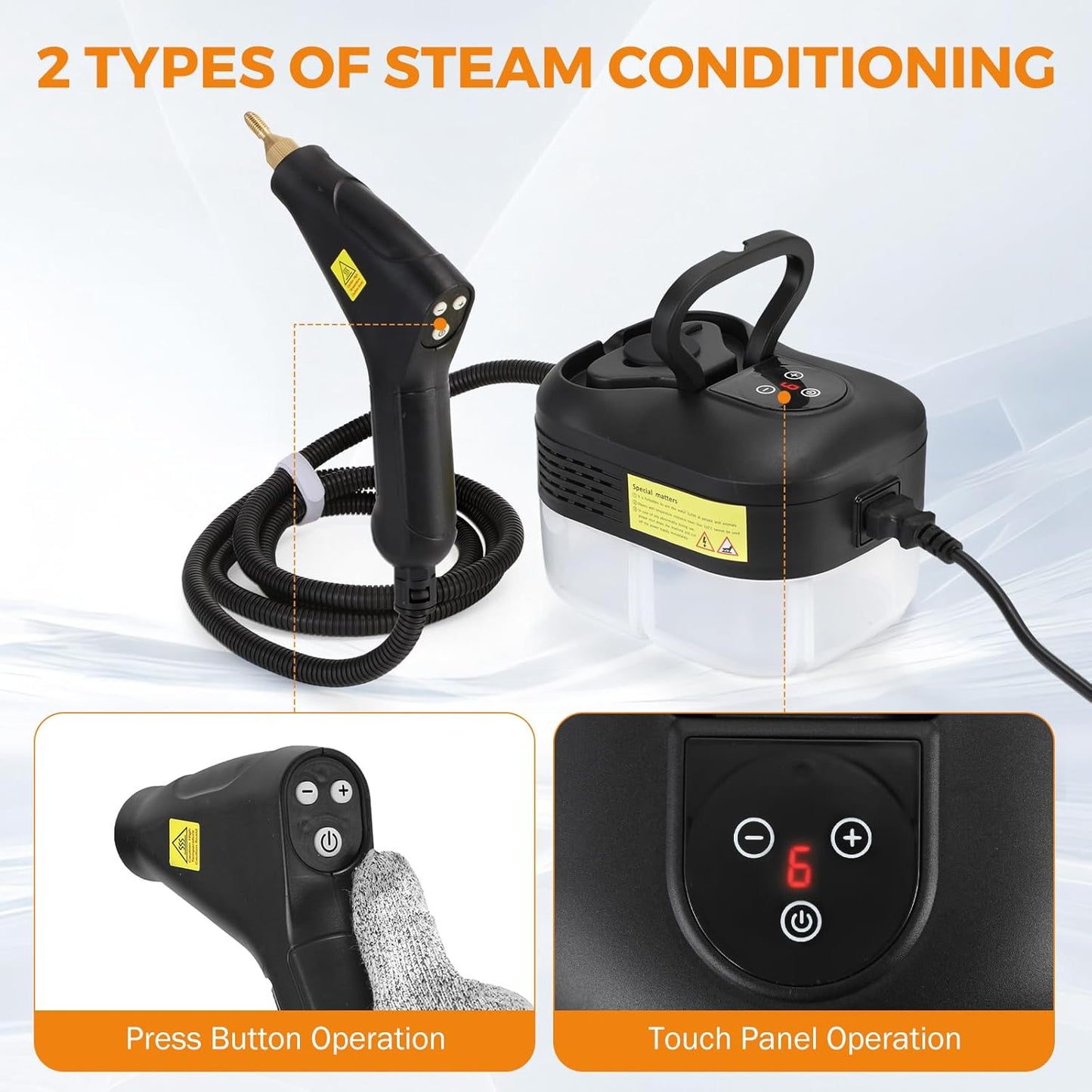 BEAMNOVA Steam Cleaner for Car Detailing 1.2L (41oz) Water Tank Portable Handheld Steamer for Cleaning Steam Gun High Pressure Multipurpose Steam Machine, Black