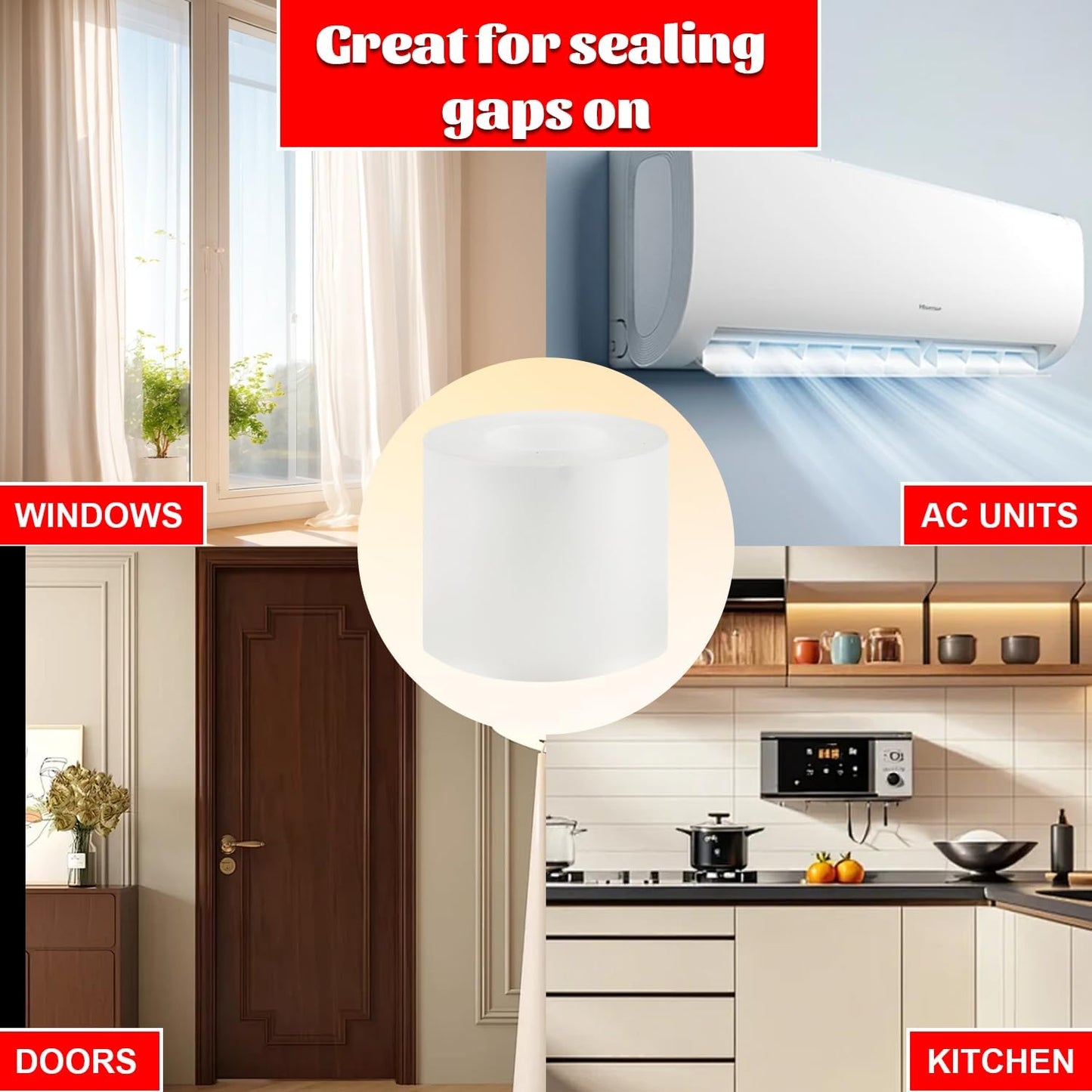 Transparent Window Weather Sealing Tape 3 Inch x 33 FT Weather Stripping Residue-Free Clear Window Insulation Caulk Tape for Shower Glass Gaps and Clear Doors Windows Windproof