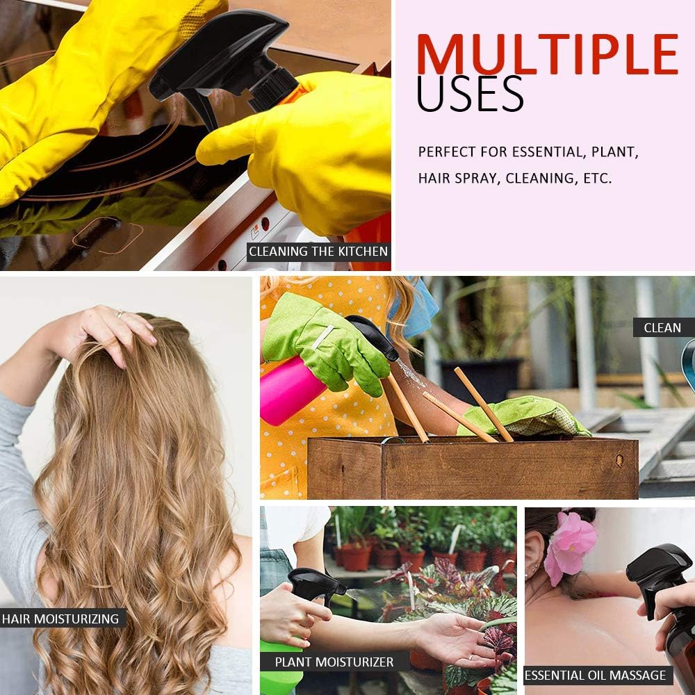 AMORIX 12PCS Trigger Sprayer White Spray Top Heavy Duty Replacement Nozzles for Plastic Bottles with Mist Spray & Stream Sprayer, Fits 28/400 Bottles + Tag Stickers