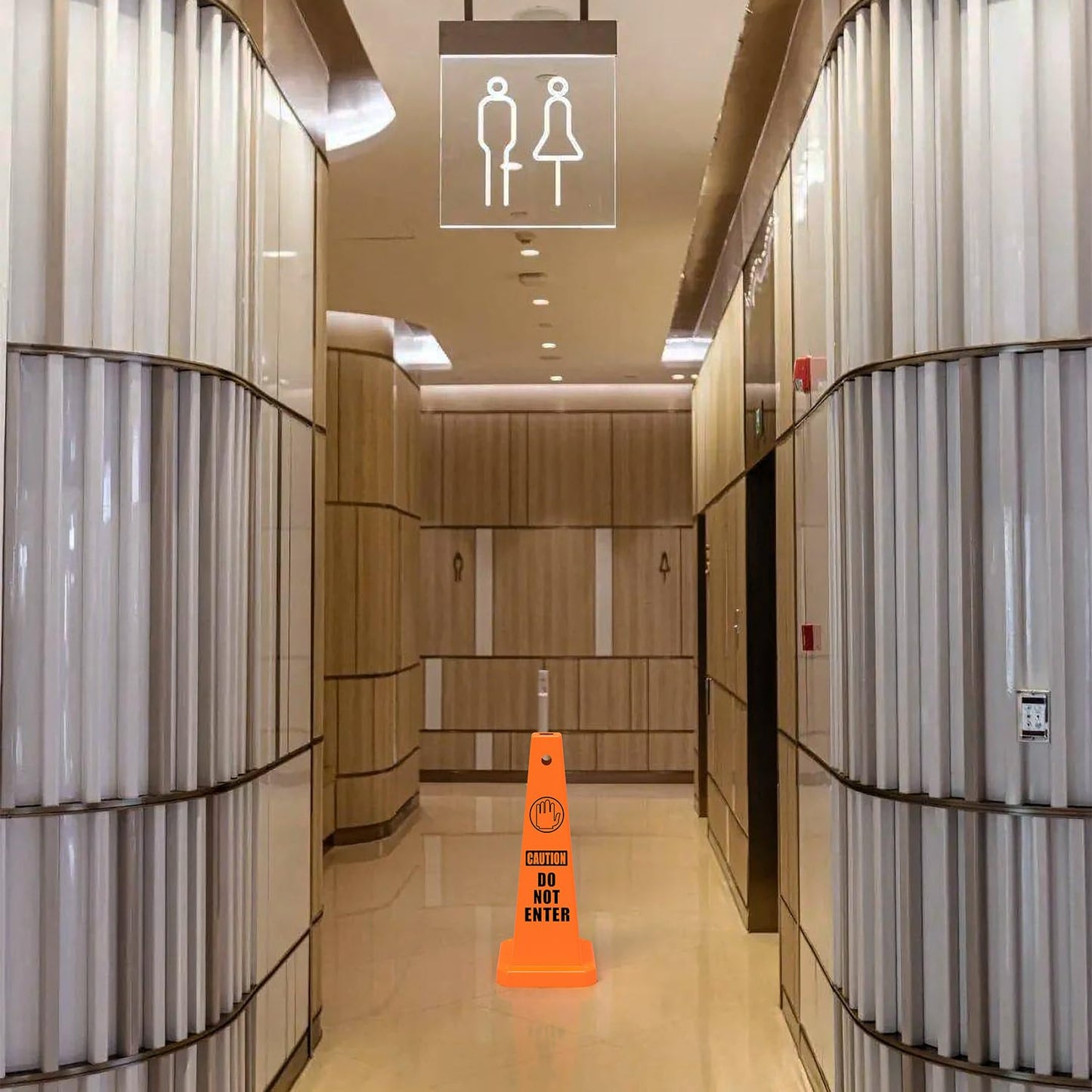 Plastic Traffic Cones, 4-Sided Message Cones, Road Safety Parking Cones, Standing Traffic Warning Signs for Cleaning Area, Garage, No Entry (8, Do Not Enter, Large)