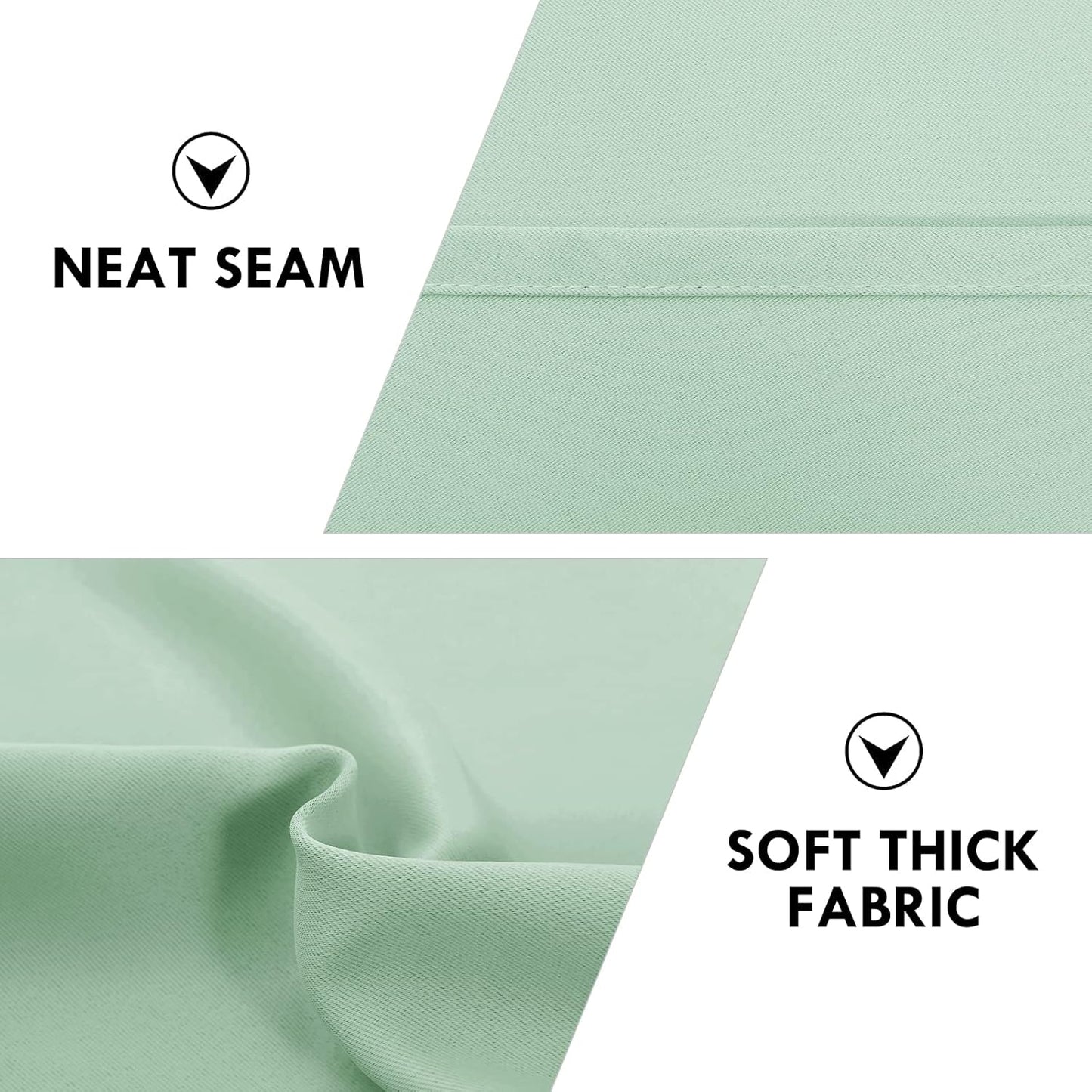 DWCN Blackout Curtains Room Darkening Thermal Insulated Bedroom Curtains Window Curtain Panels, 38 x 45 inches Long, Set of 2 Light Green Rod Pocket Drapes