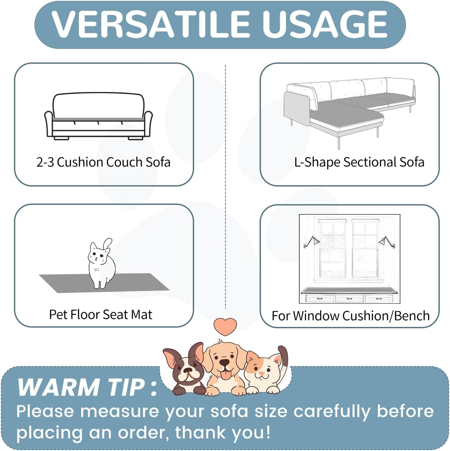 OTOB Sofa Covers for 3 Cushion Couch Washable, Fuzzy Non Slip Pet Friendly Couch Cover Protector Love Seat, All Seasons Soft Plush Furniture Bed Mats Sofa Slipcovers (Gray, 31.5" x 70.9'')