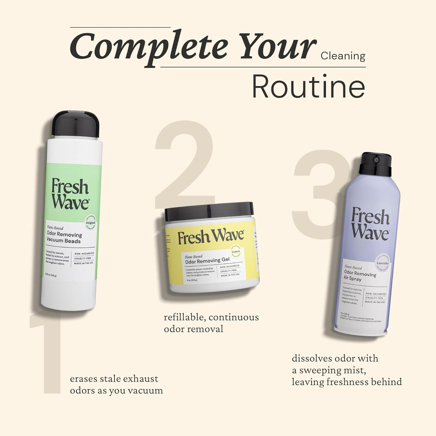 Fresh Wave Vacuum Odor Eliminating & Deodorizer Beads, 5.25 oz. - Safer Odor Relief, Natural Plant-Based Odor Eliminator, Odor Absorbers for Home, Keeps Vacuum Fresh Between Uses