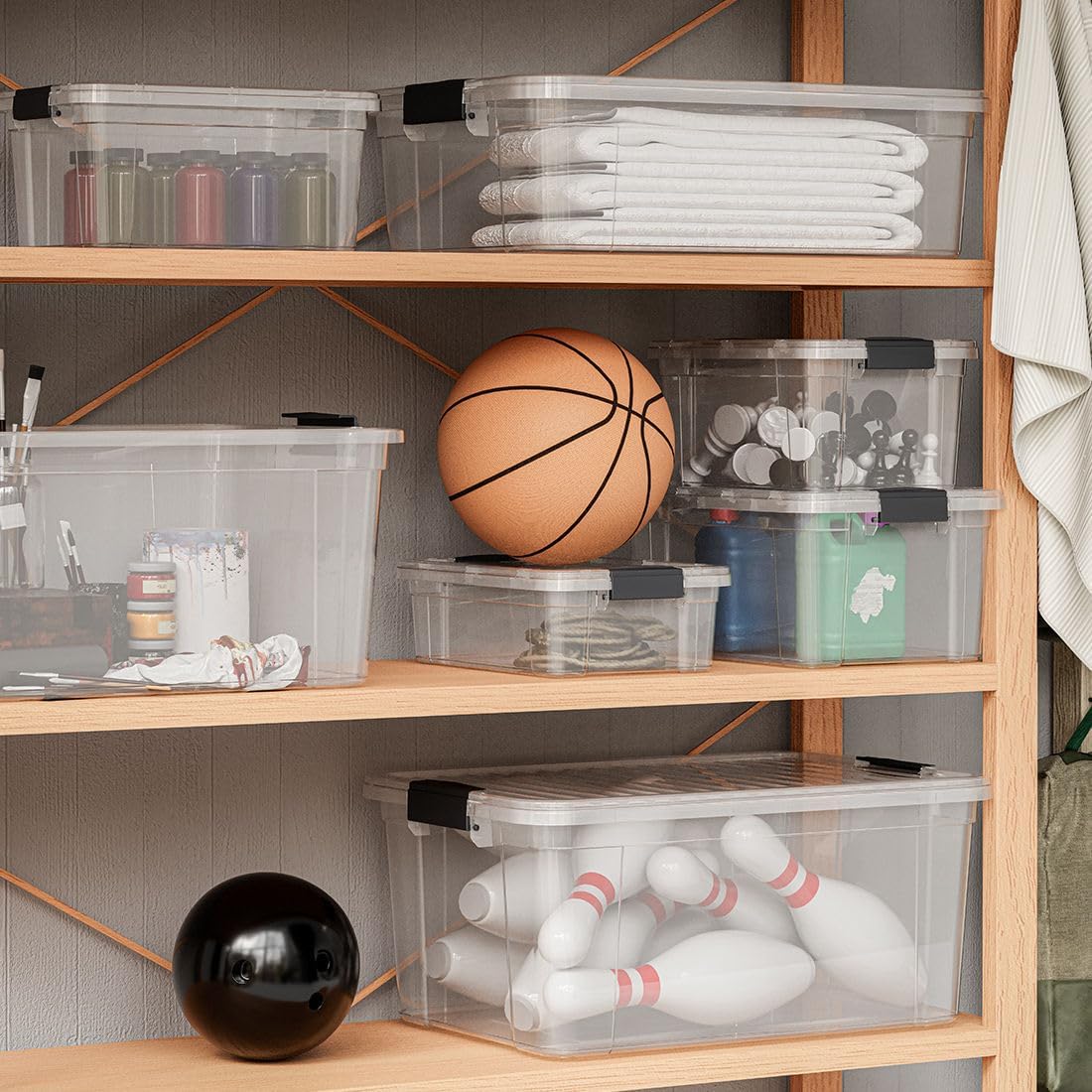 Superio Storage Bins with Lids- 2 Pack, 1.85 Qt Clear Boxes for Organizing, Stackable Plastic Containers- BPA Free, Non-Toxic, Odor Free, Organizer for Home, Office, Dorm