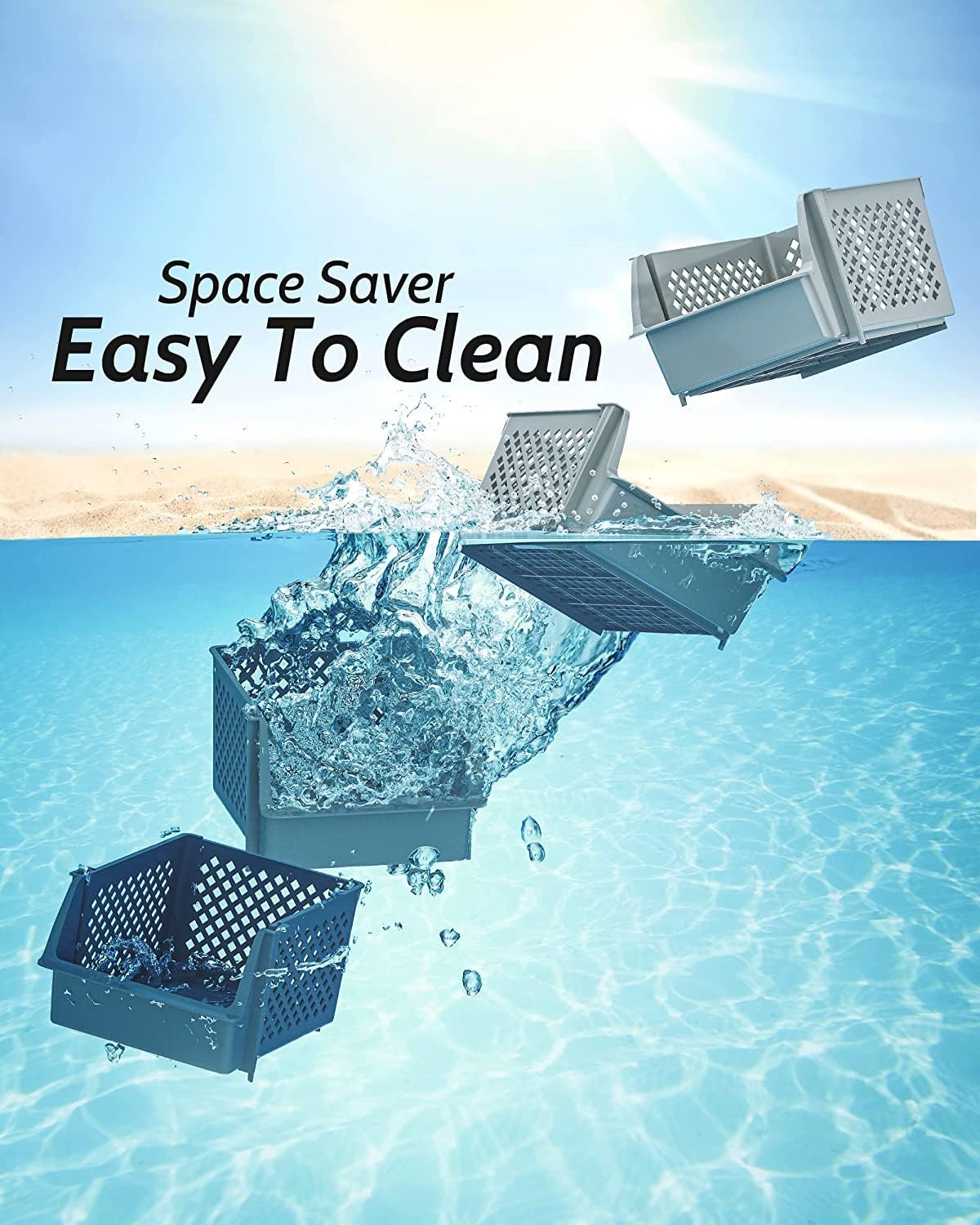 Skywin Plastic Stackable Storage Bins for Pantry - Stackable Bins for Organizing Food, Kitchen, and Bathroom Essentials (Grey - 24 Pack)