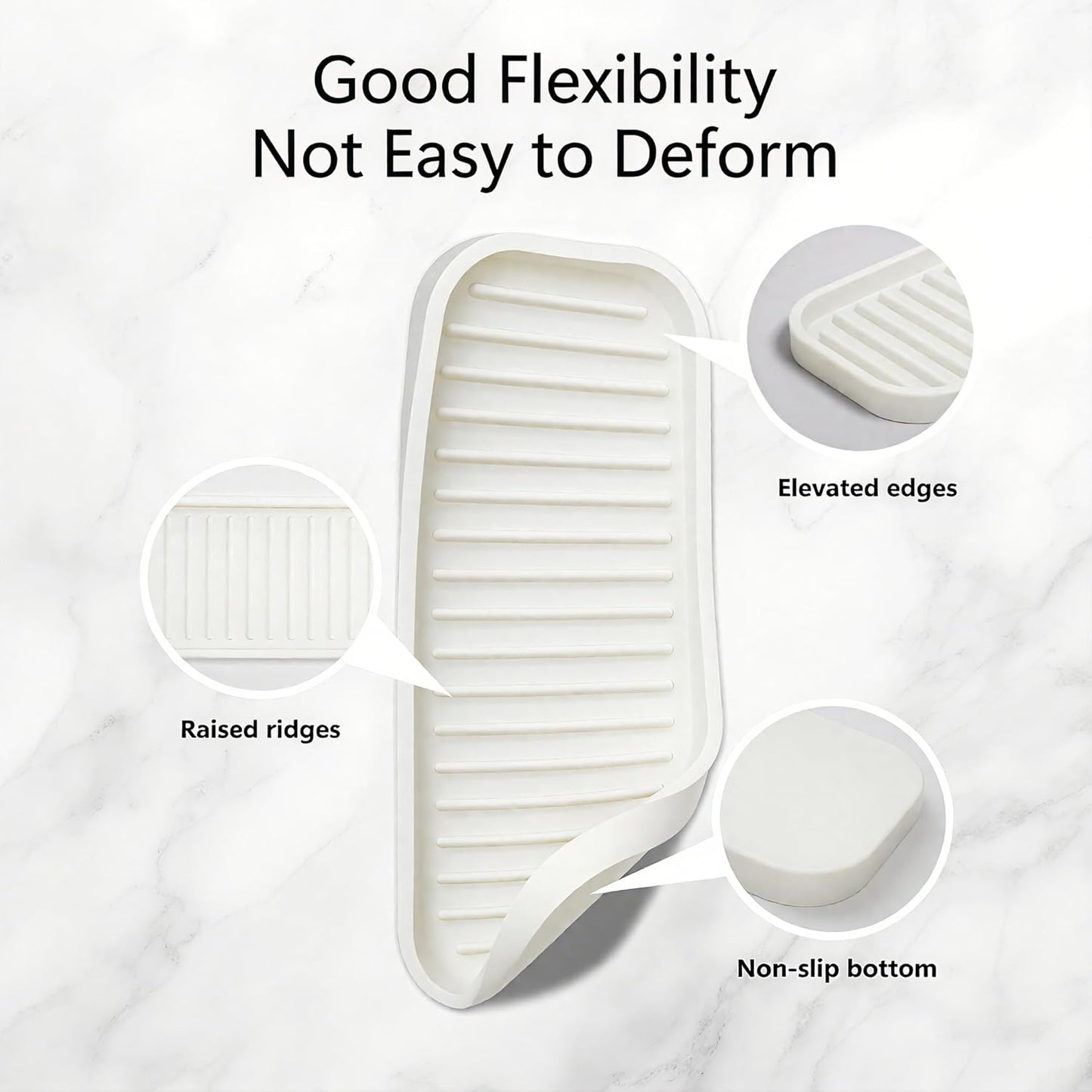 Mofason Silicone Sponge Holder, Tray for Soap and Sponge, Kitchen Sink Tray, Accessories to Help You Clean Kitchen Sink Sponge Rack(White, 2 Pack)