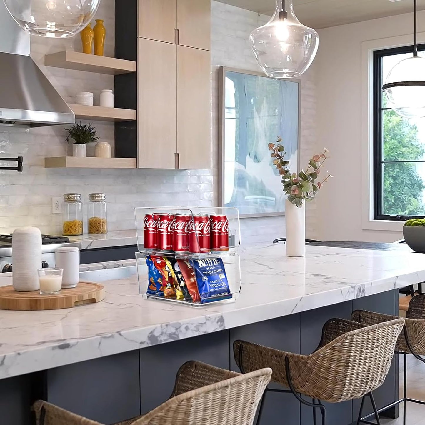 Sorbus Stackable Storage Bins Open Front - Clear Stackable Storage Bins - Pantry Bins for Storage and Organization - Acrylic Stackable Bins for Kitchen - Clear Pantry Organizer Bins (Medium 2 Pack)