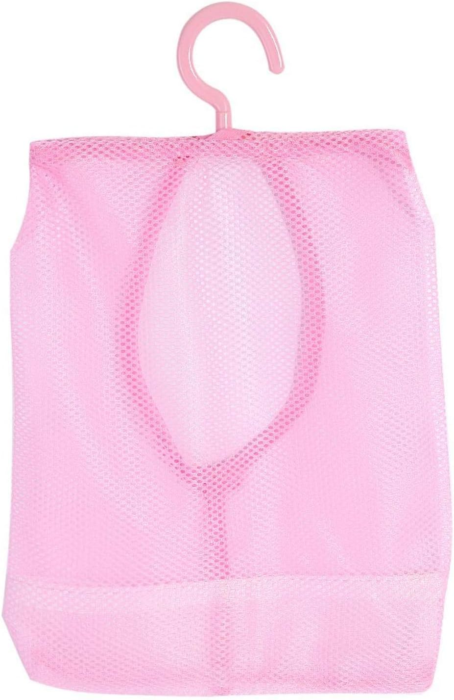 Clothespin Bag, Multi Purpose Hanging Mesh Storage Bag Clothespin Bag with Hanger for Socks Stockings Bra Underwear Bathroom(Pink)