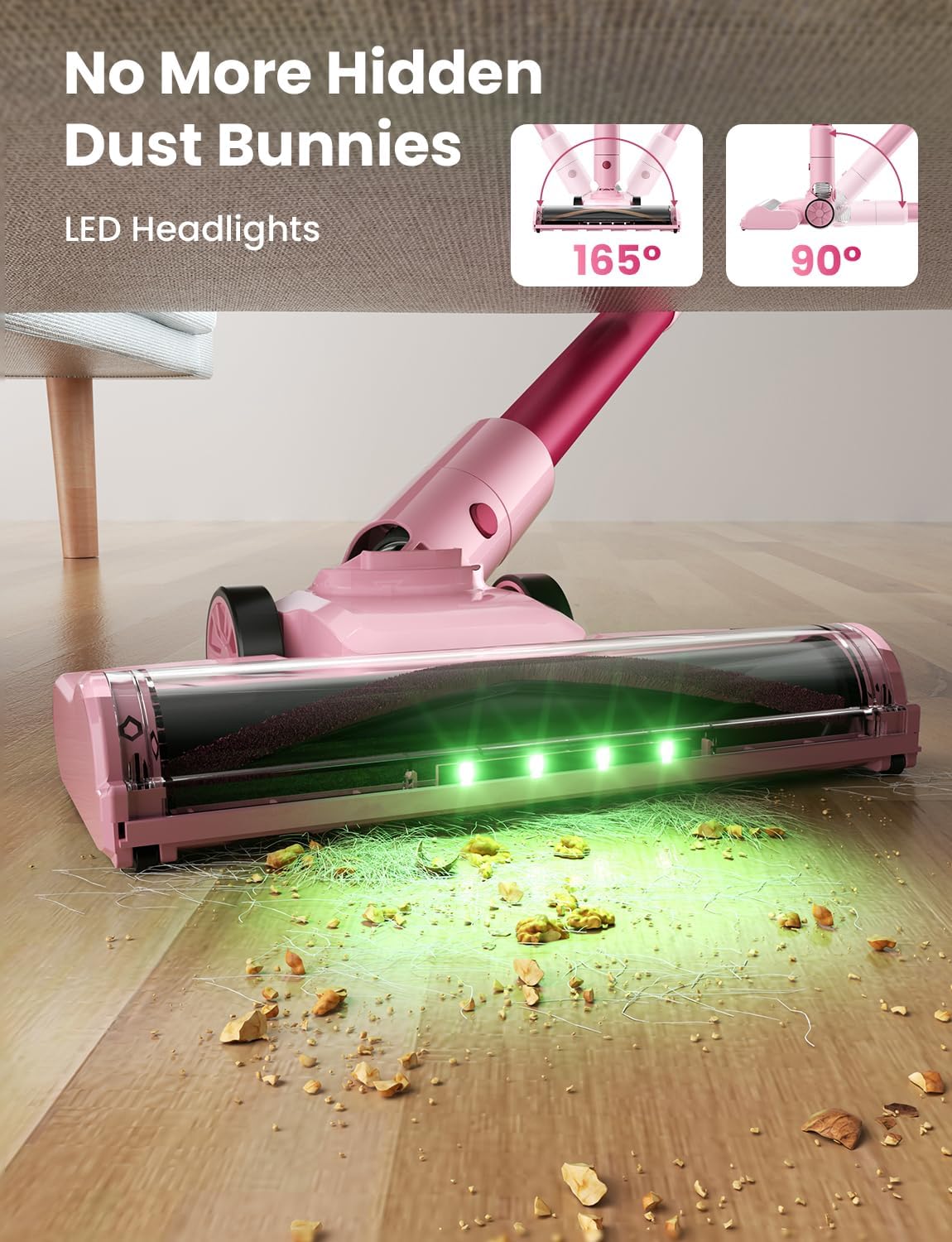 Dzaki Cordless Vacuum Cleaner, Stick Vacuum with Smart LED Display, 50KPA 55Mins Vacuum Cleaners for Home, Powerful Suction, Anti-Tangled Lightweight Rechargeable Vac for Pet Hair, Carpet, Hard Floor