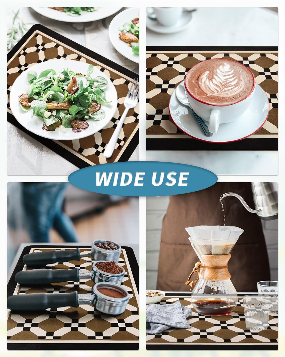 AMOAMI Coffee Mat Hide Stain Rubber Backed Absorbent Dish Drying Mat for Kitchen Counter - Fits Under Coffee Maker or Machine - 16X24