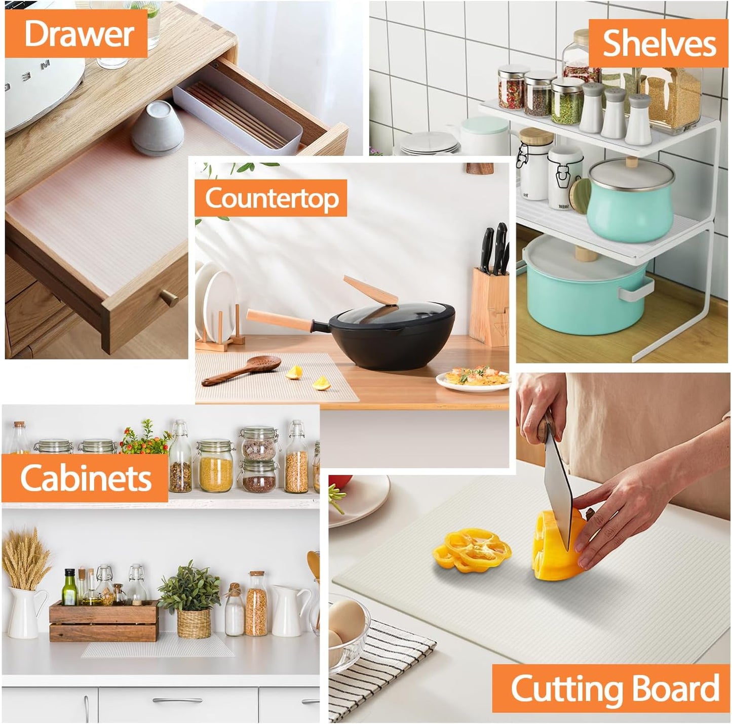 GOYLSER Silicone Refrigerator Liner for Glass Shelves Washable, Striped Fridge Liners for Shelves, 4Pcs Clear Drawer Liners No Adhesive Refrigerator Shelf Liner, 17.7x11.8 inch