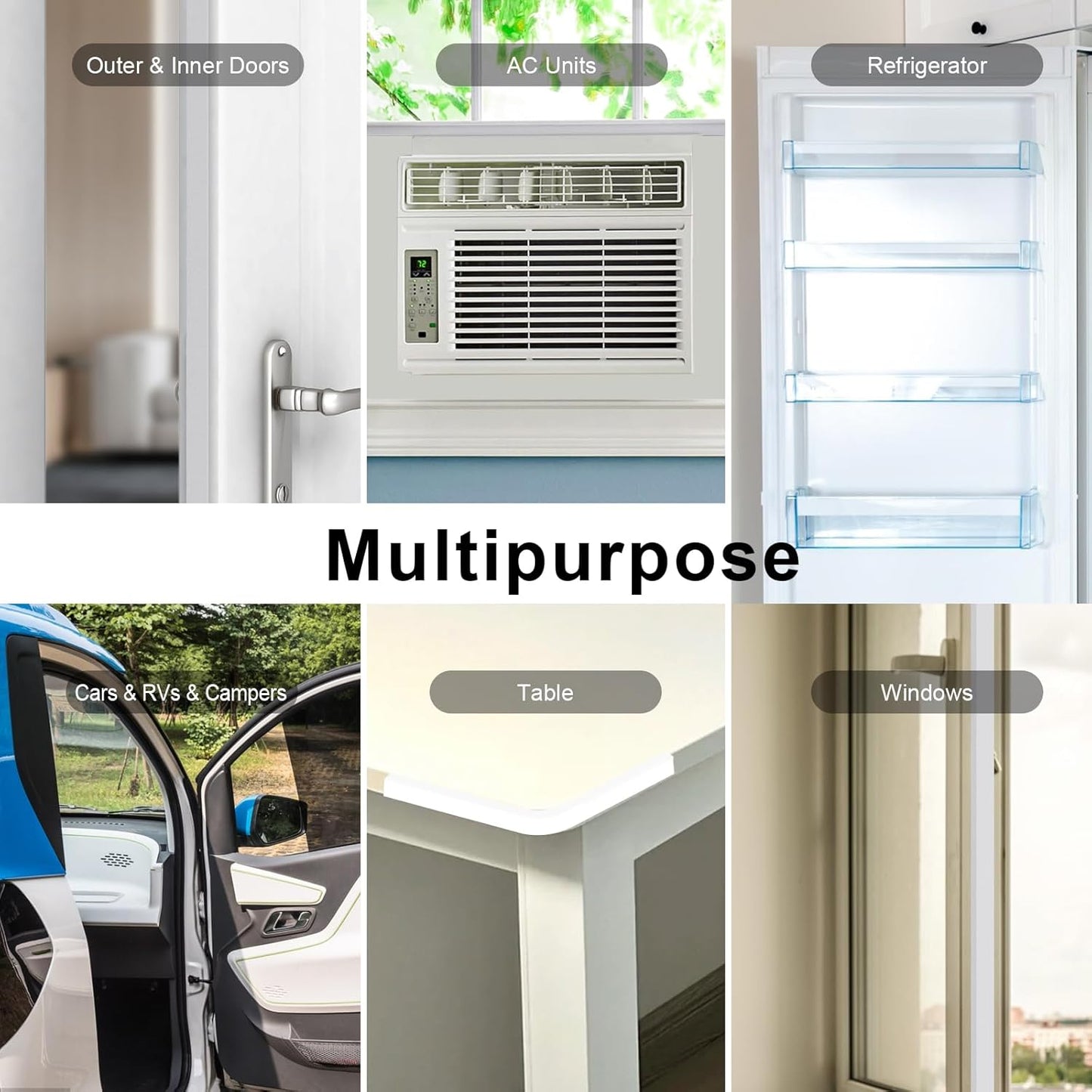 Door Weather Stripping for Doors and Window, Window Insulation Door Seal Tape, Self Adhesive Foam Gasket Tape, Foam Seal Strip Sliding Door Weather Strip, Energy-saving(3/8 in x 1/4 in x 33Ft)