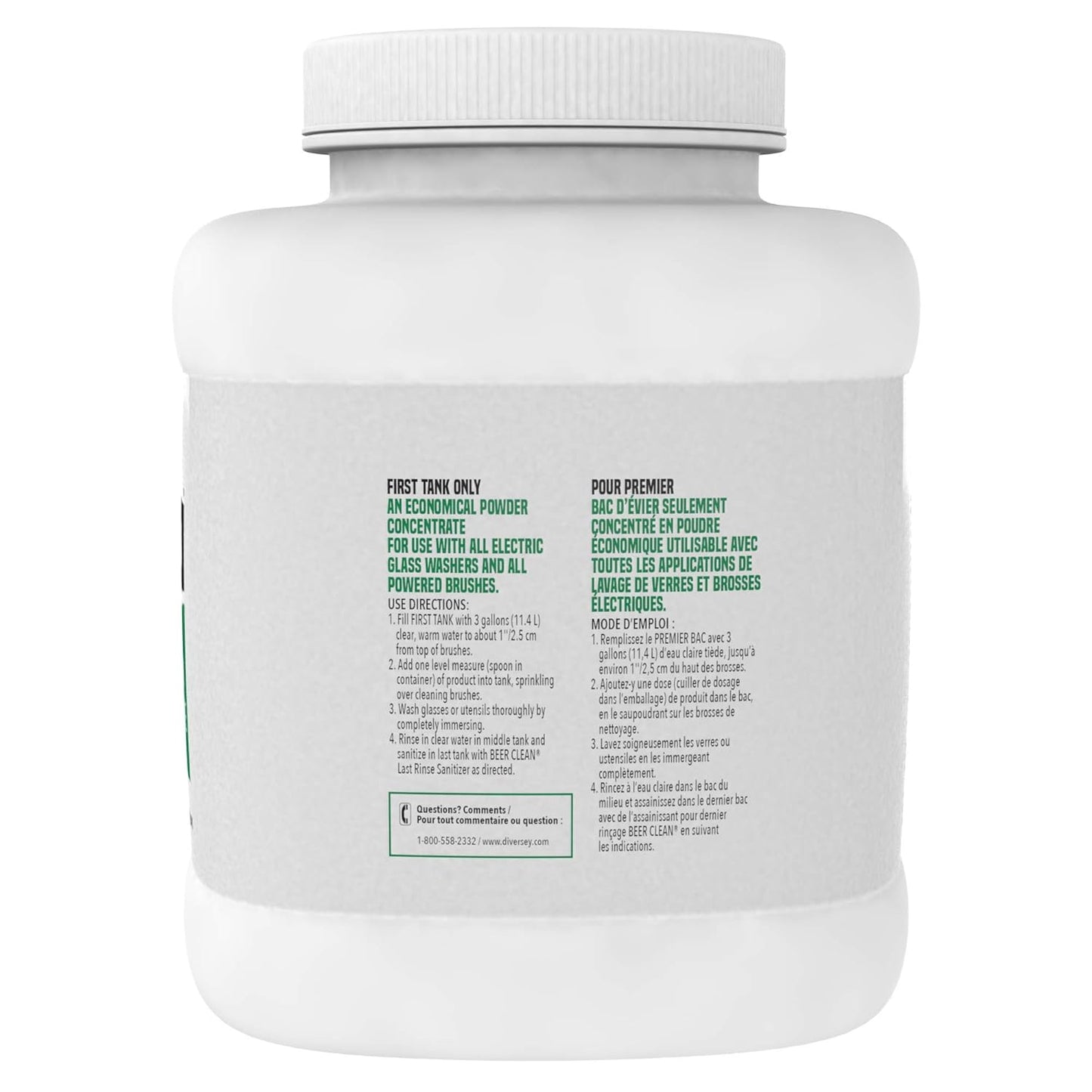 Diversey Glass Cleaner, Unscented, Powder, 4 Lb. Container