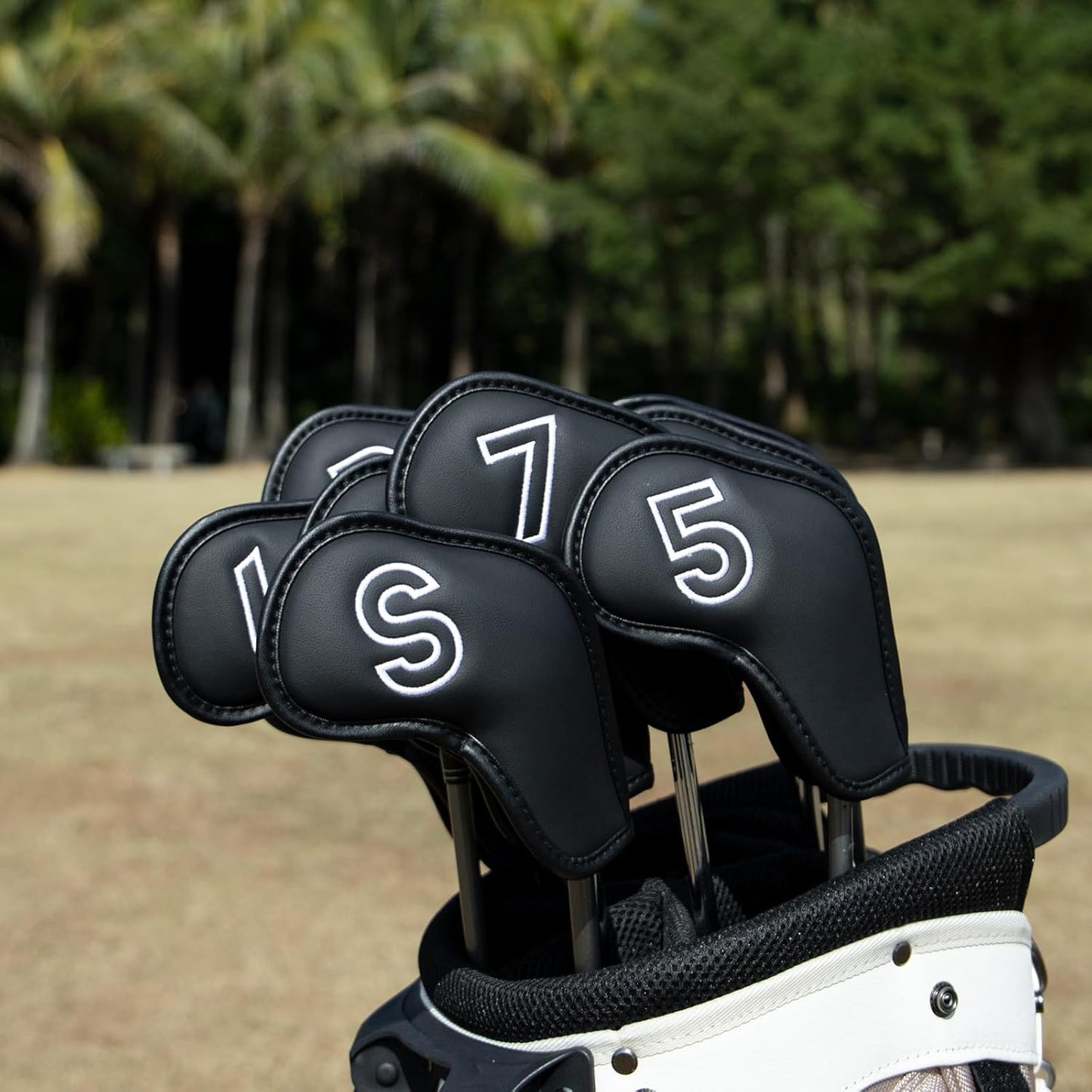 Montela Golf Iron Covers,Golf Iron Head Covers Leather Golf Iron Covers Set 9pcs Golf Iron Headcovers,Golf Club Head Covers for Iron Club Fit All Brands Titleist,Callaway,Taylormade