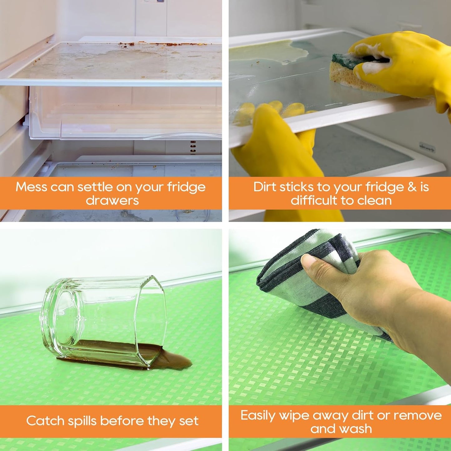 Green Fridge Liner Shelf Liners for Kitchen Cabinet Refrigerator Liners Waterproof & Oil-Proof Kitchen Cupboard Liner Non Adhesive Drawer Mats EVA Material for Shelves 11.8 x 393.7 Inches