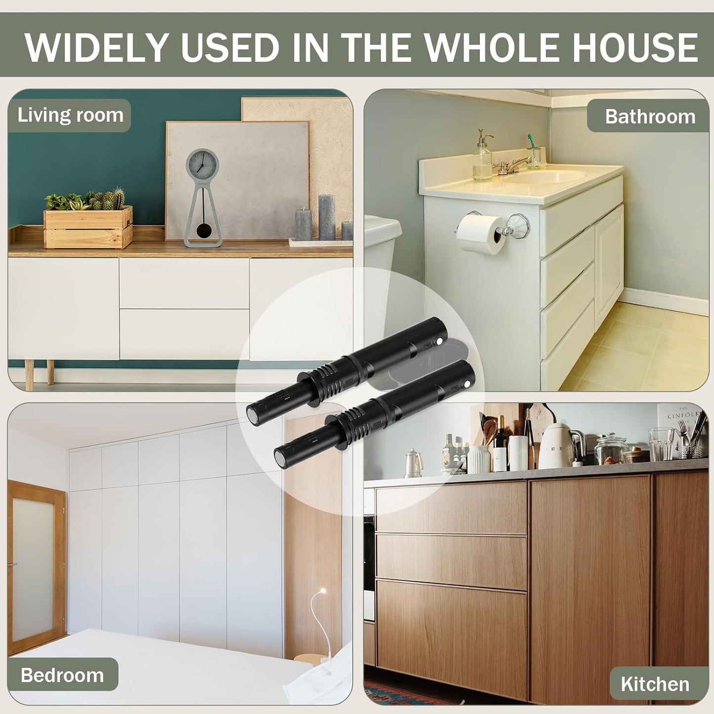 Lounsweer 50 Pack Magnetic Push Latches for Cabinet Door 2.87 Inches Short Push to Open Cabinet Hardware Pop up Lock Magnetic Latch for Closet Cupboard Wine Rack Dresser Drawer Sliding Door (Black)