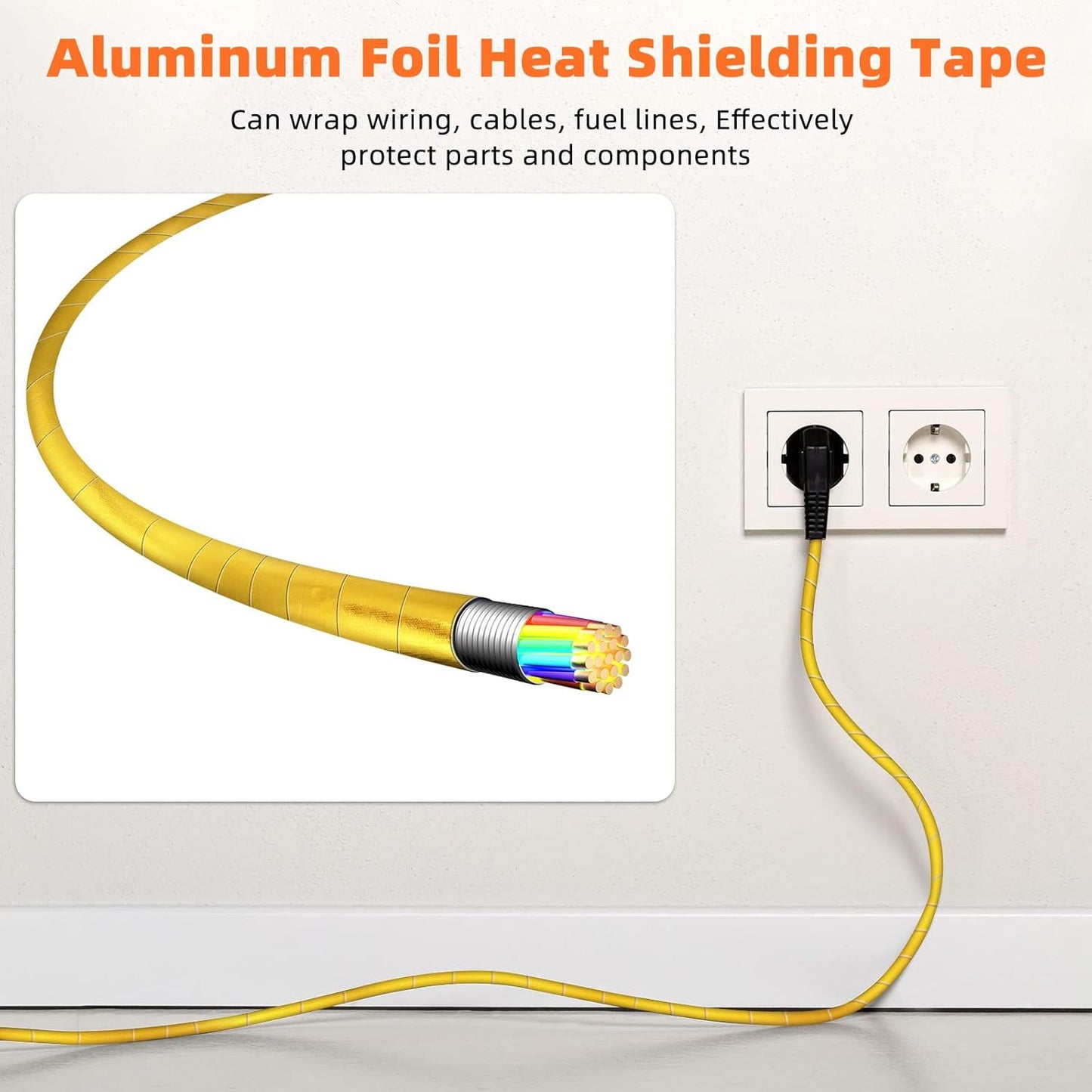 Zonon 2 Rolls Aluminum Foil Tape Heat Shield Tape Barrier Adhesive Reflective Fiberglass Thermal Insulation Reflective Material High Temp Protection(Gold,2 Inch X 65.6 ft)