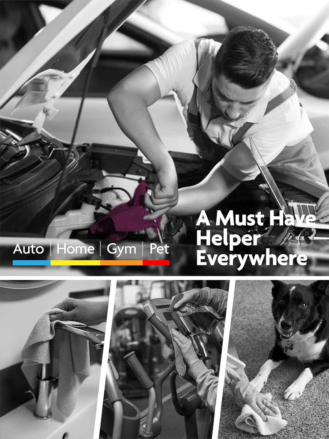 Fantasticlean Microfiber Cleaning Cloth Roll -90 Pack, Tear Away Microfiber Towels, 12" x 12", Reusable, Washable, Scratch Free, Ultra Absorbent for Car, Home Supplies, Shop (Deep Purple)