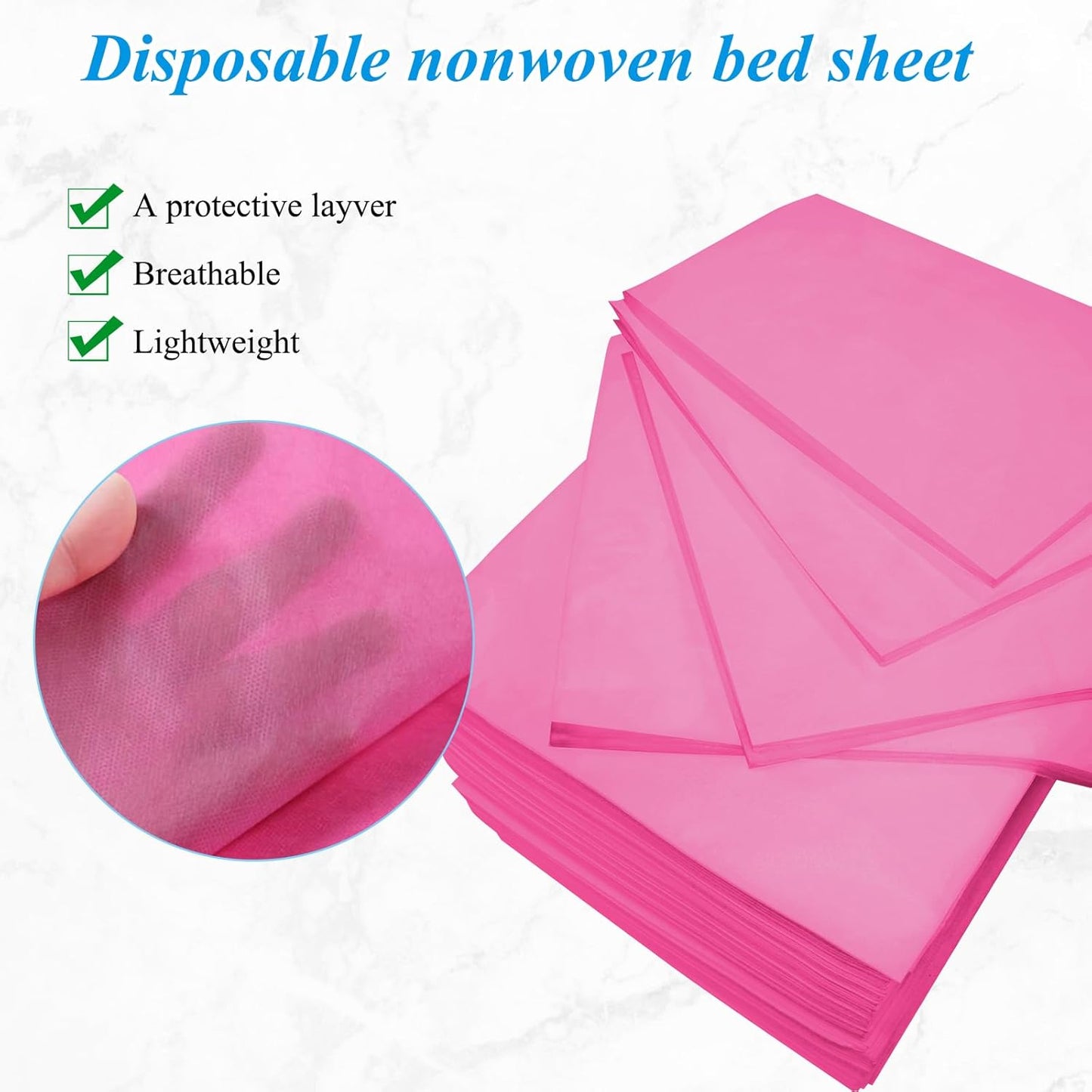 200Pcs Disposable Massage Table Sheets 31.5" x 71" Non-Woven Fabric Bed Covers for Ultimate Hygiene and Comfort in Massage, Tattoo, and Spa Treatments, Breathable and Durable Sheets(Pink)